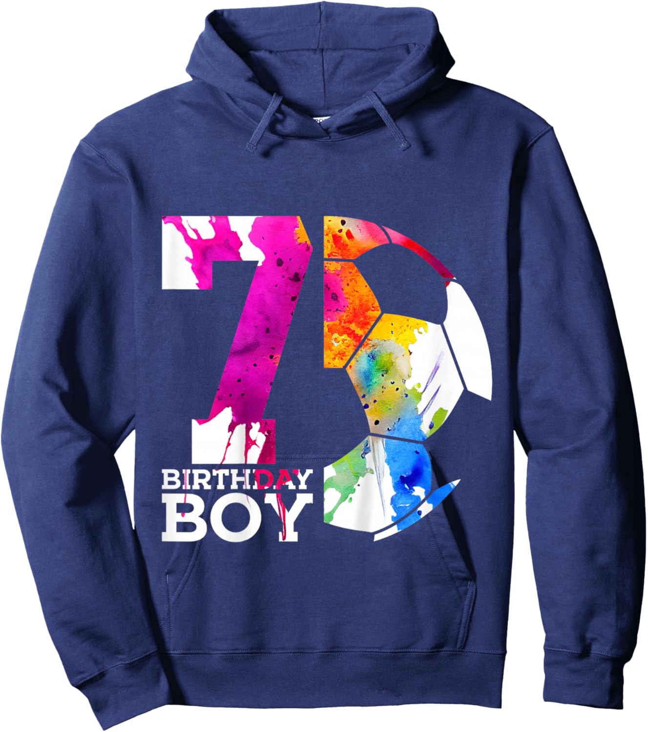 Kids 7 BIRTHDAY BOY SOCCER 7TH BIRTHDAY Hoodie - Hoodie | Navy