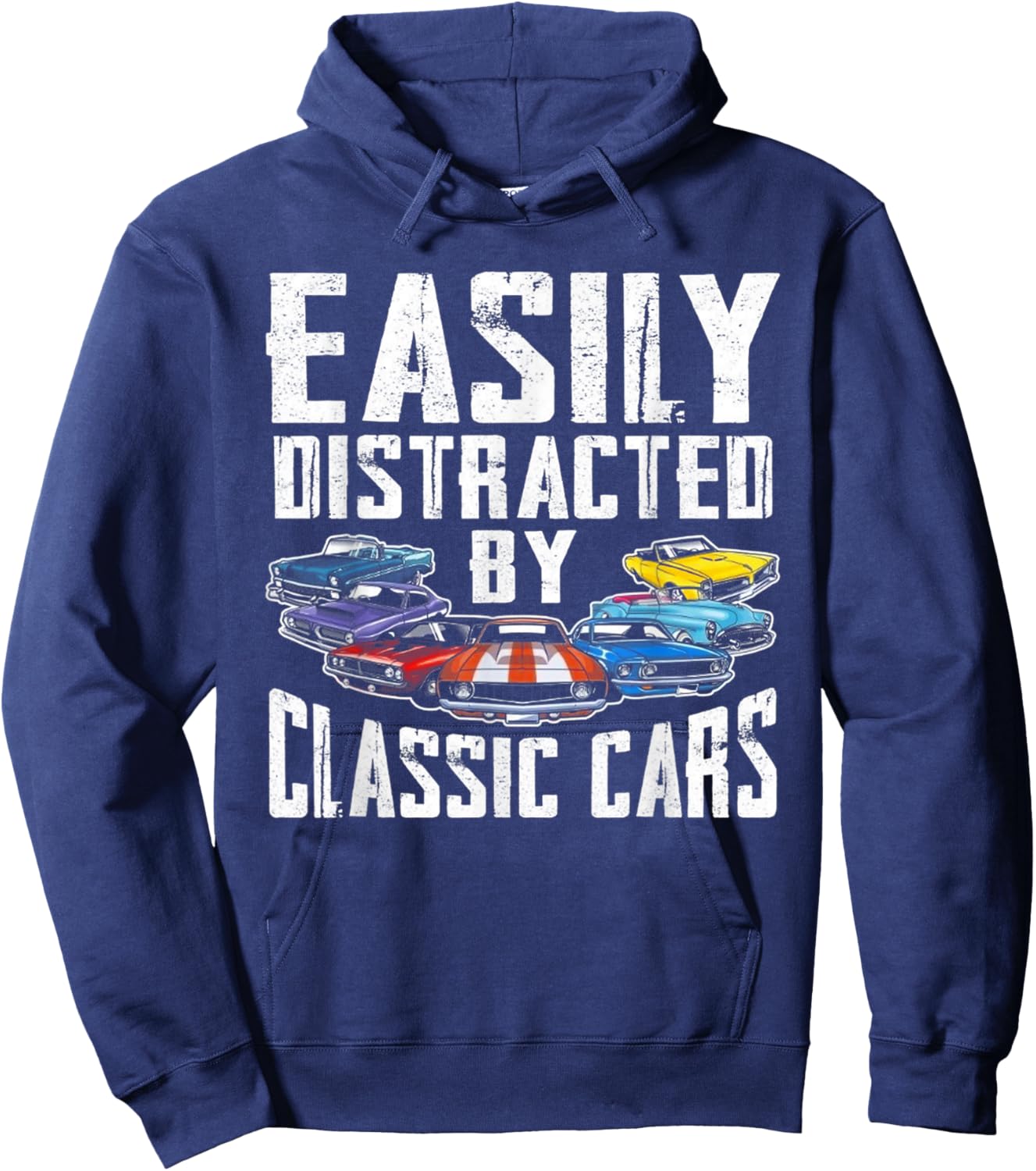 Easily Distracted By Classic Cars Hoodie - Hoodie | Navy