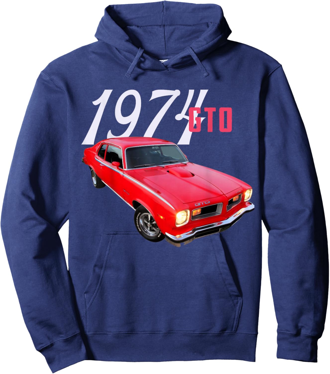 1974 74 GTO Classic Car Old School Muscle Car Hoodie - Hoodie | Navy