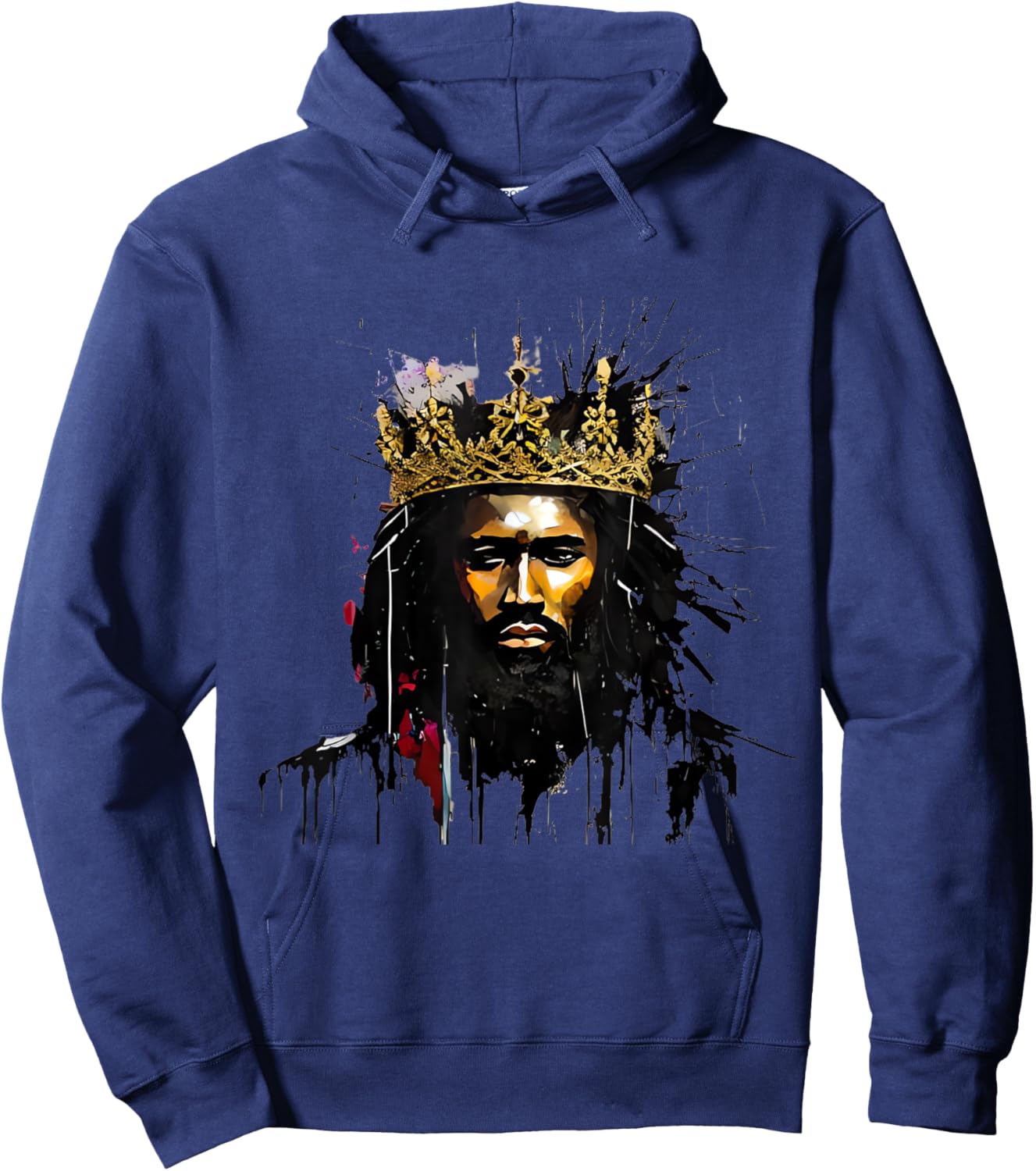 AFRICAN AMERICAN JESUS | Black Jesus Art Street Hoodie - Hoodie | Navy