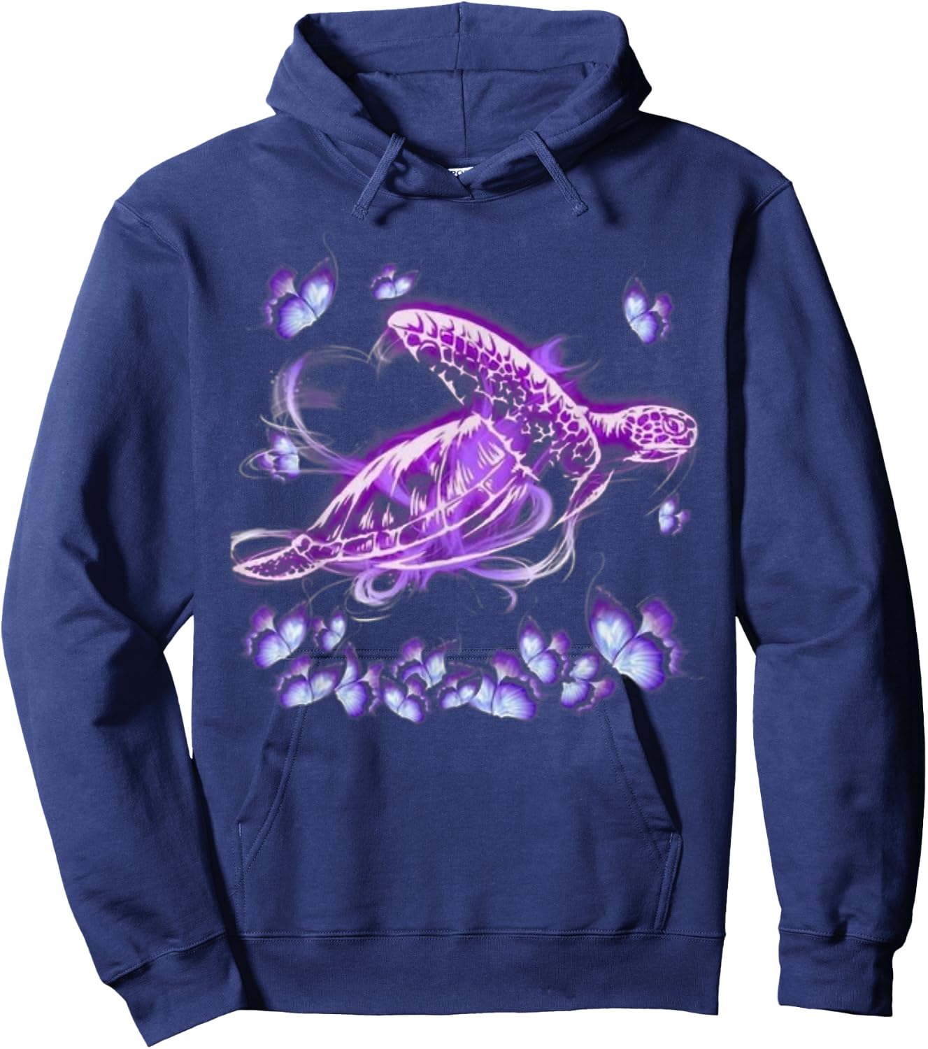 Purple - Sea Turtle Butterfly Hoodie - Hoodie | Navy