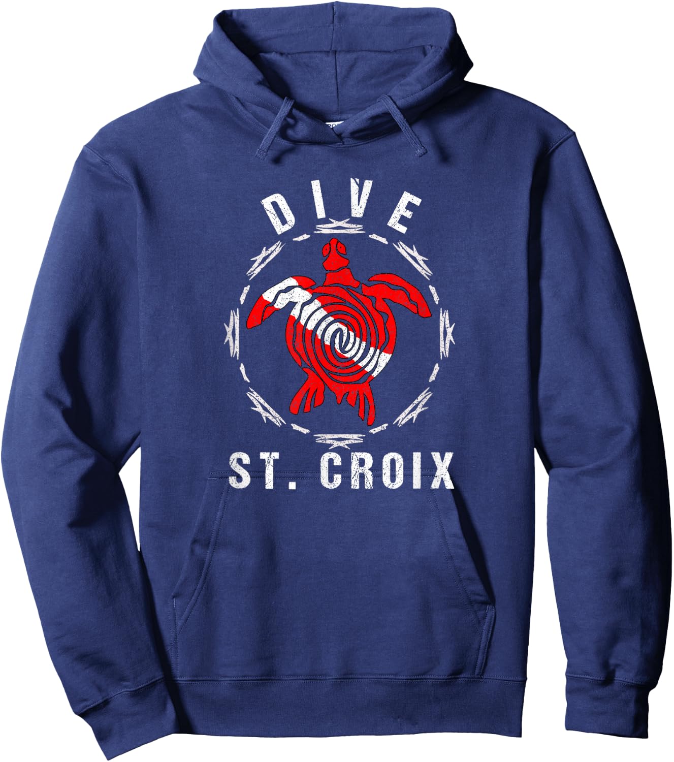 Dive St. Croix Vintage Tribal Turtle Gift Hoodie - Hoodie | Navy