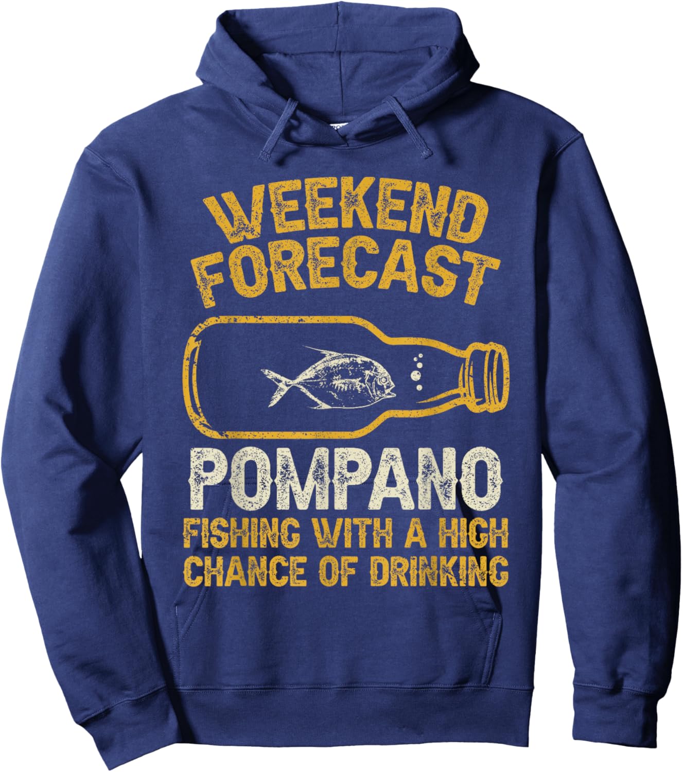 Fisher Weekend Forecast Fishing - Fish Pompano Hoodie - Hoodie | Navy