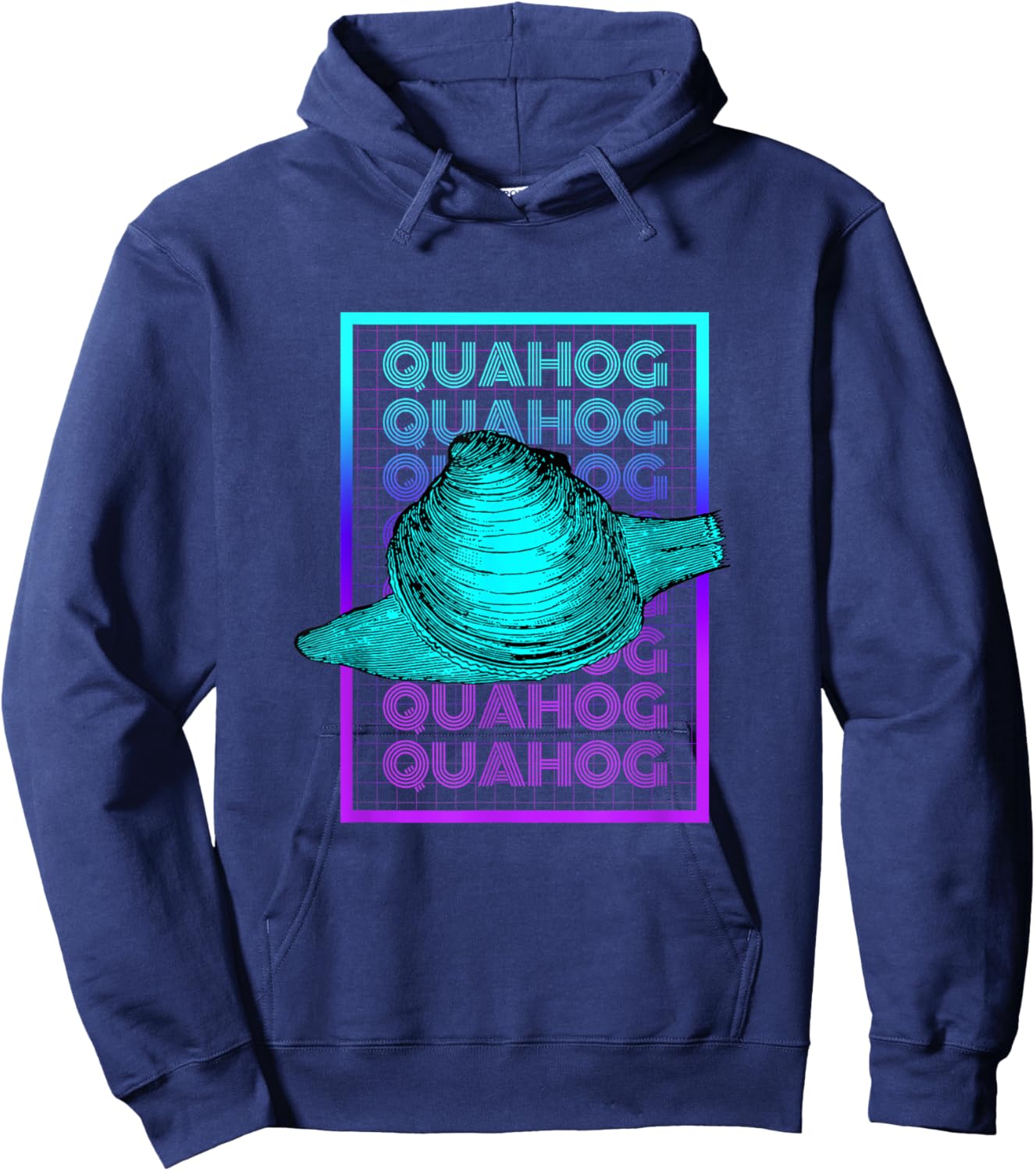 Quahog Shellfish Vintage Retro Quahog Hoodie - Hoodie | Navy