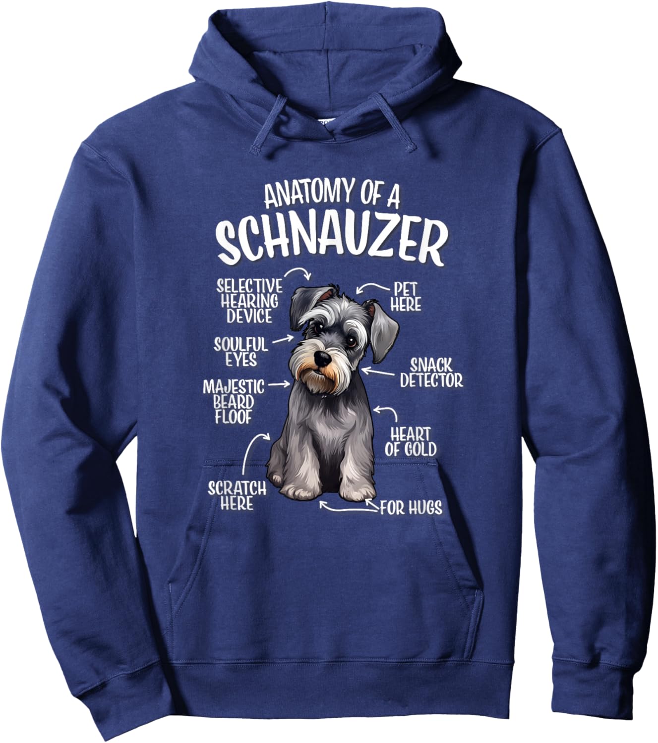 Kids Funny Anatomy of Miniature Schnauzer Lover Hoodie - Hoodie | Navy