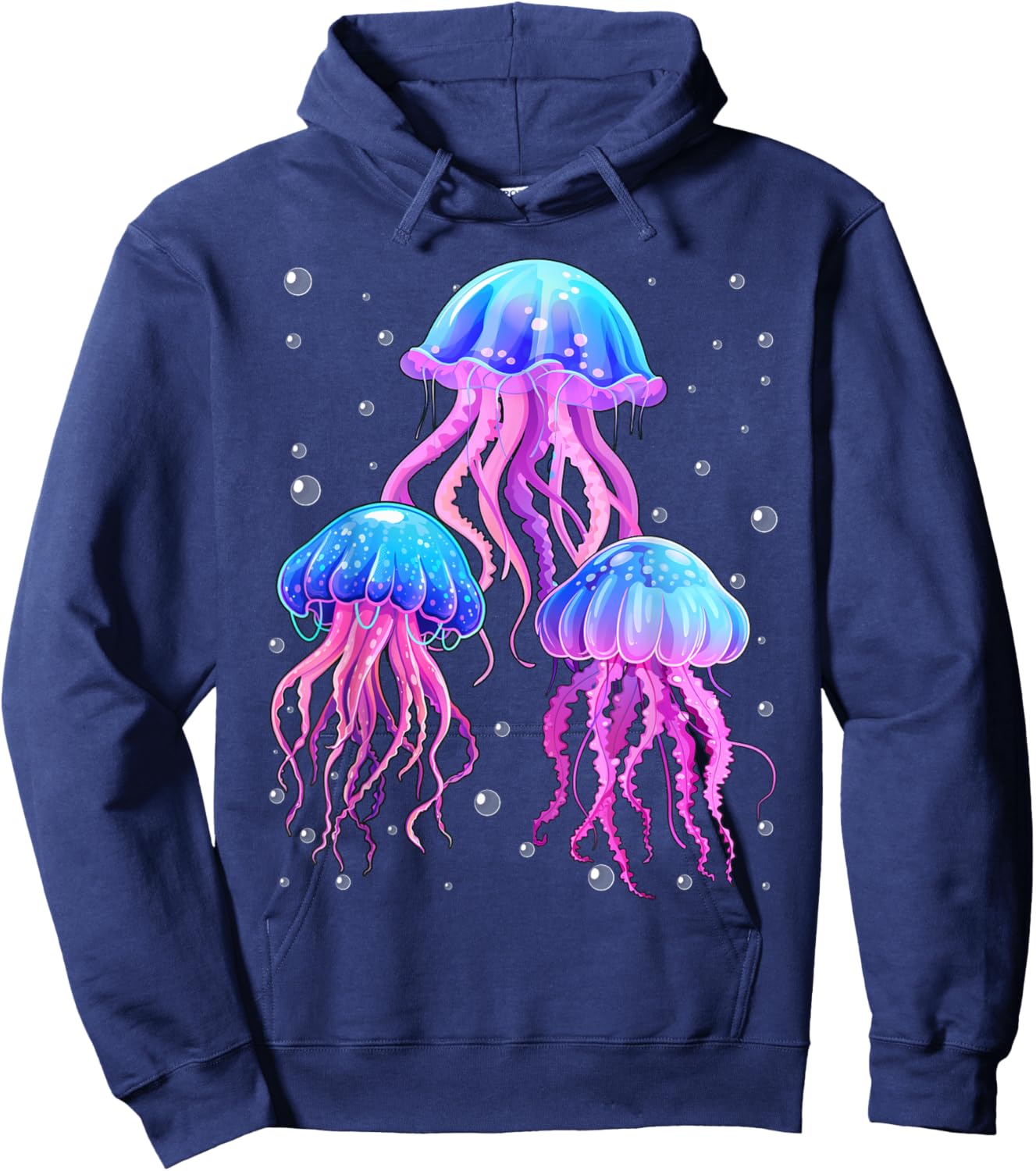 Glowing Rainbow Jellyfish Hoodie - Hoodie | Navy