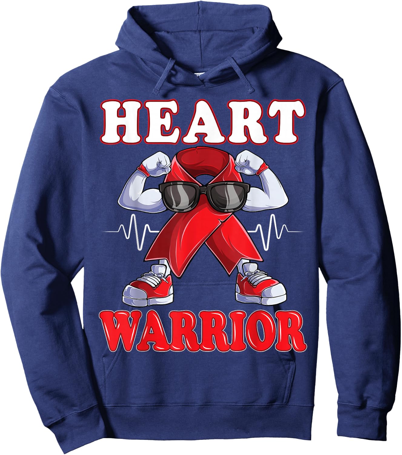 Heart Warrior CHD Awareness red ribbon Hoodie - Hoodie | Navy