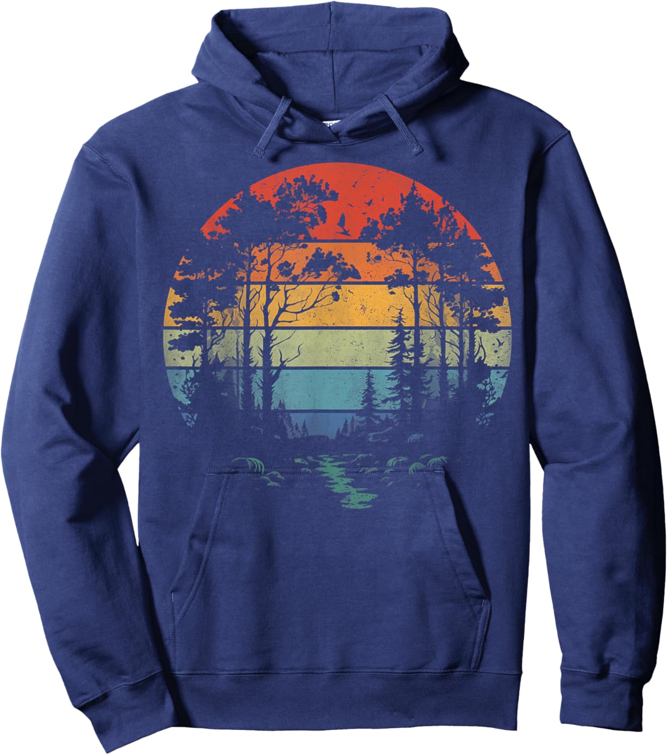 Trees Wildlife Nature Vintage Forest Woman Girl Hoodie - Hoodie | Navy
