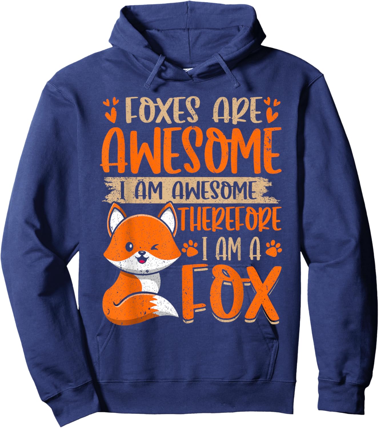 Foxes Are Awesome Lover Graphic Design Fox Hoodie - Hoodie | Navy