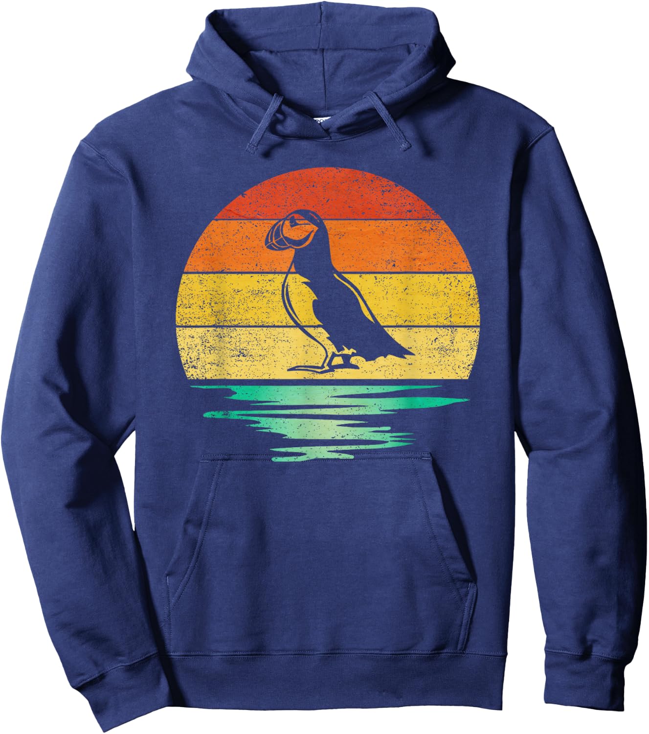 Vintage Puffin Bird Retro Sunset Puffin Hoodie - Hoodie | Navy