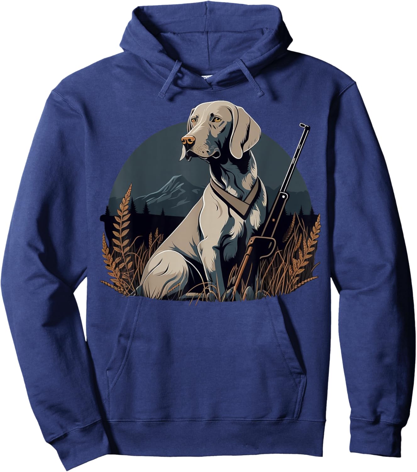 Weimaraner Hunter on Weimaraner Game Hunting Hoodie - Hoodie | Navy