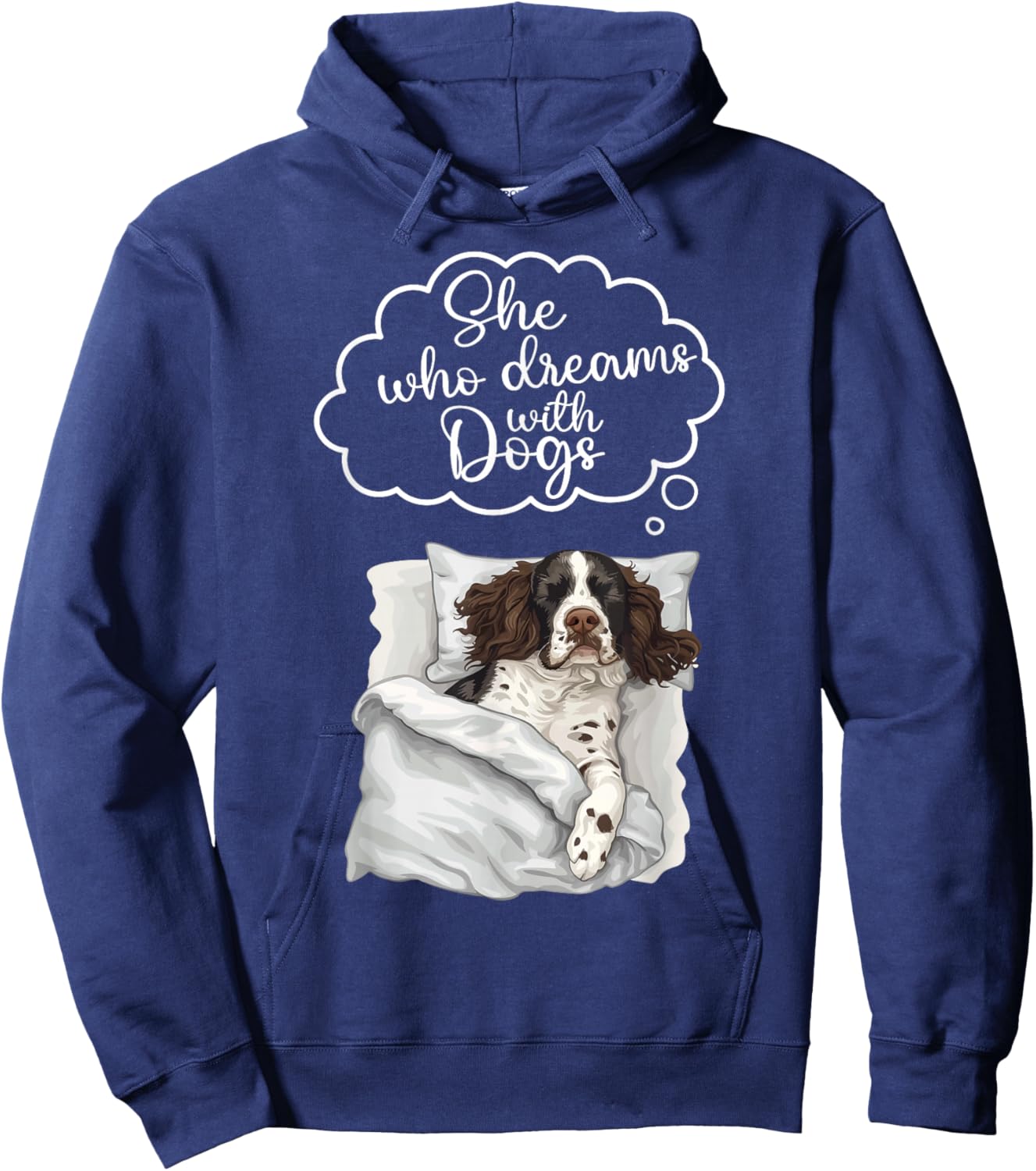 English Springer Spaniel Dog Nightgown Pajama Hoodie - Hoodie | Navy