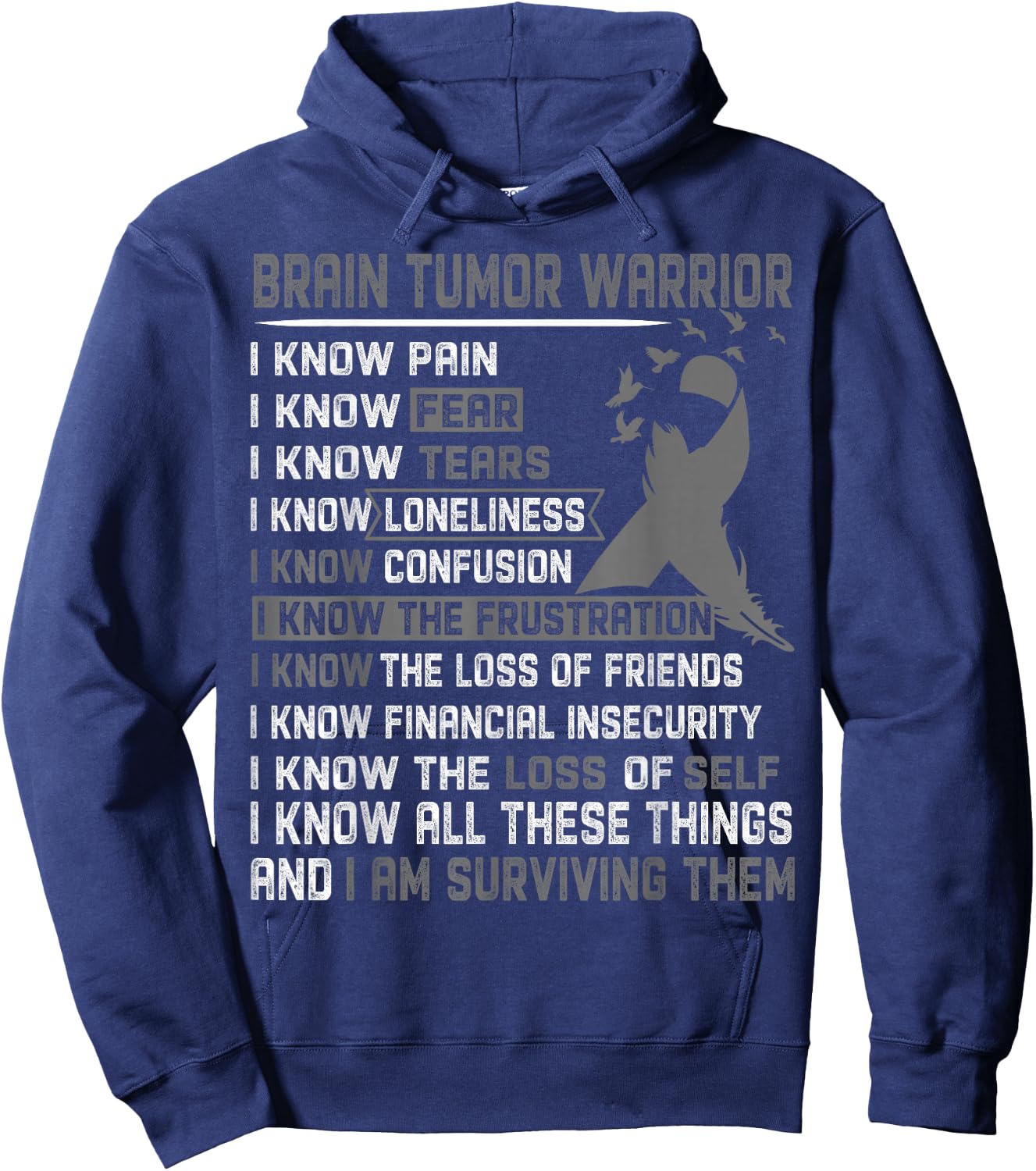Brain Tumor Warrior Shirt Men Hoodie - Hoodie | Navy