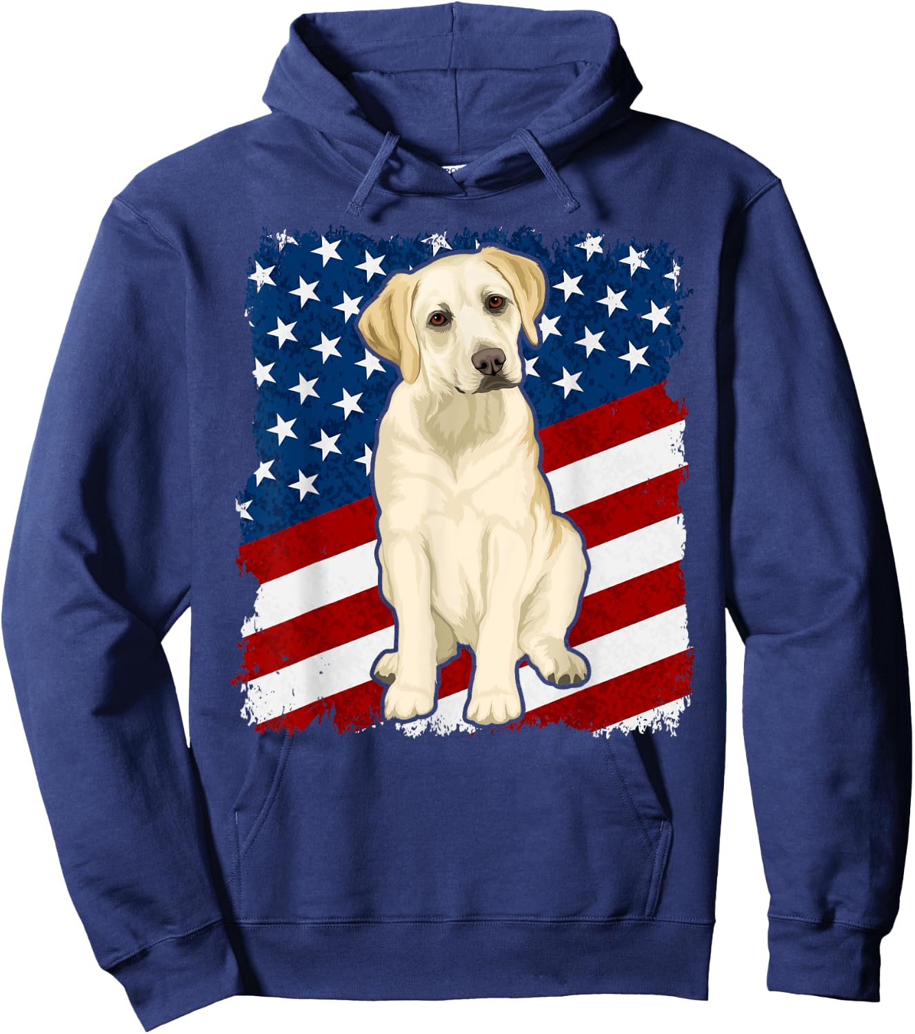 Yellow Labrador Dog American Flag Kids Men Hoodie - Hoodie | Navy