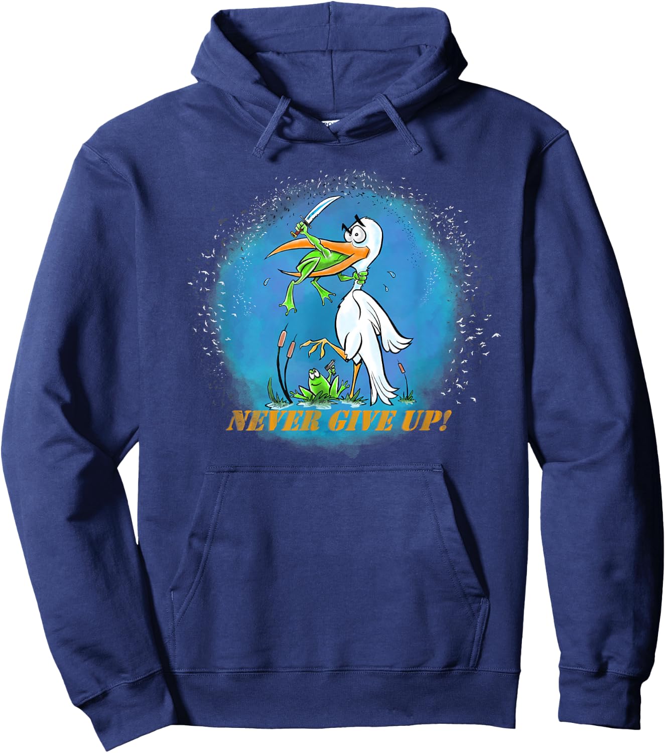 Never Give Up Frogs Attack Shirt Hoodie - Hoodie | Navy