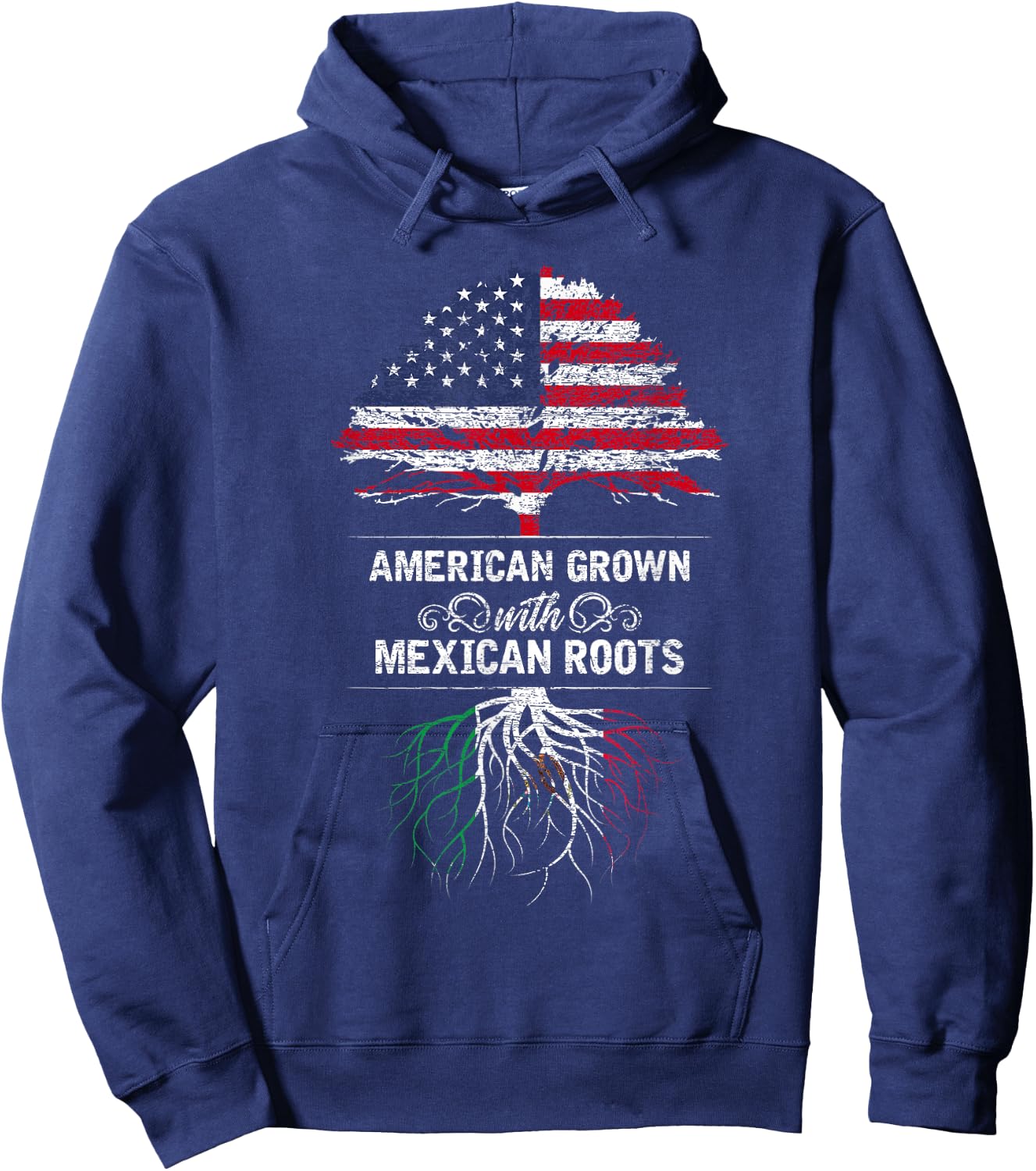Mexico - USA Flag Mexican Roots American Grown Hoodie - Hoodie | Navy