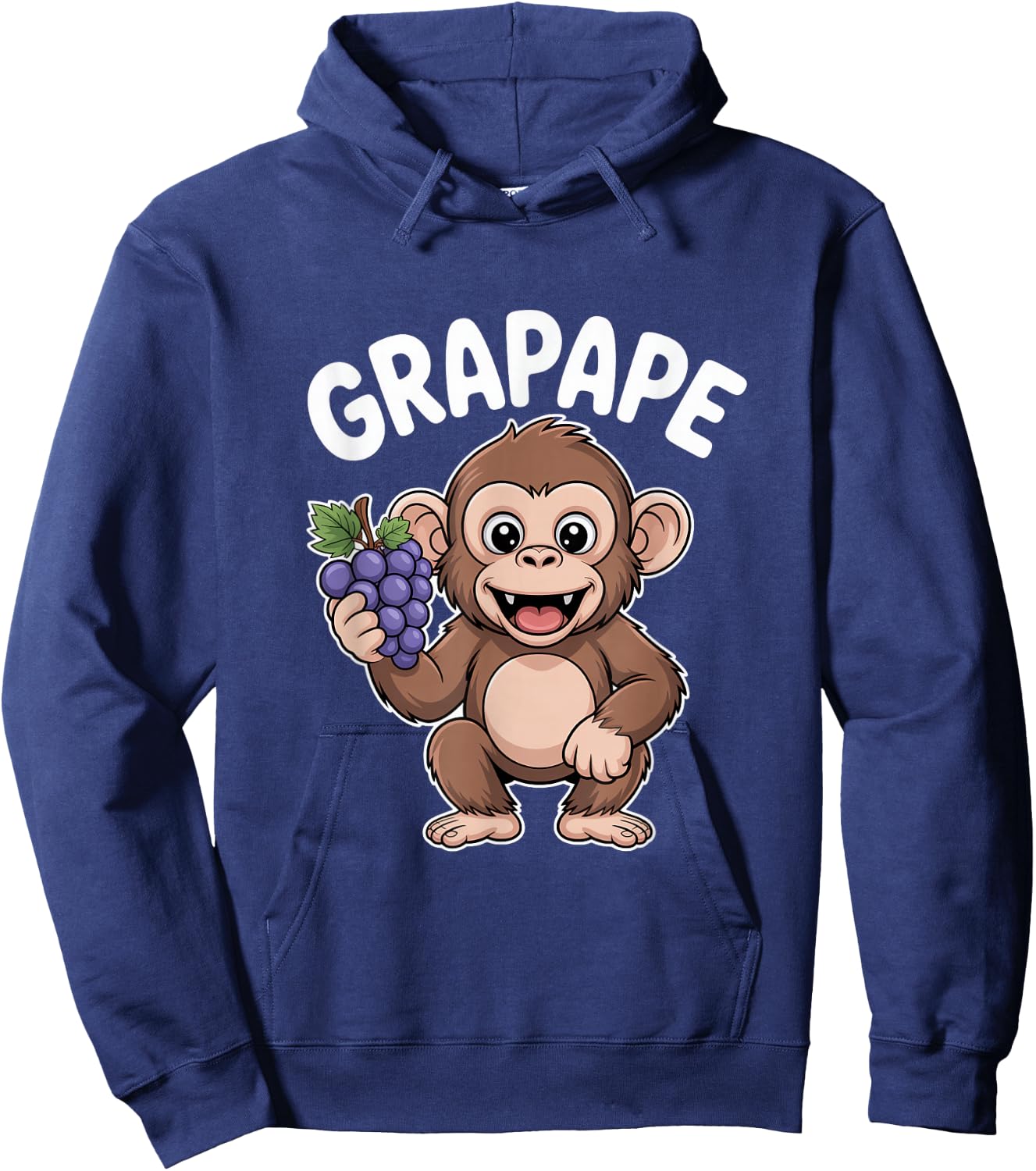 Grapape Grape Monkey Cartoon Cute Funny Ape Hoodie - Hoodie | Navy