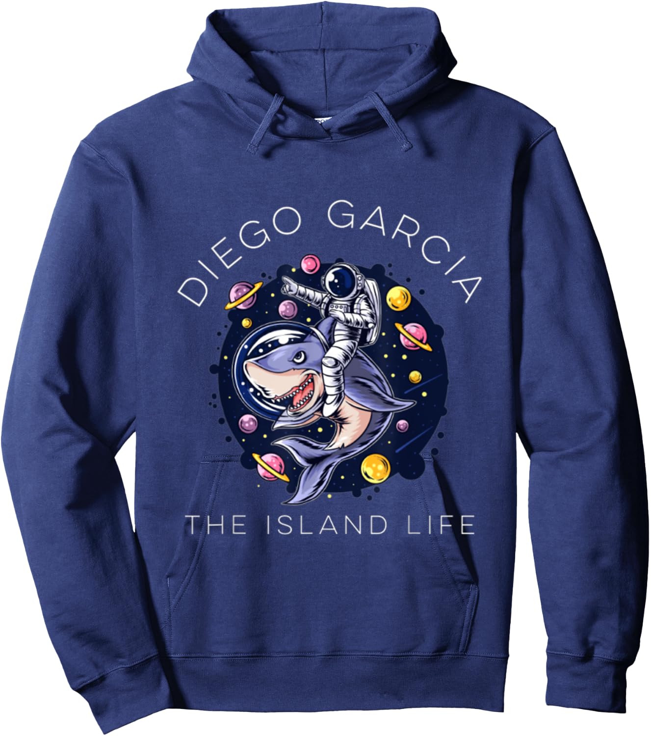 Diego Garcia Island Shark Space Astronaut Hoodie - Hoodie | Navy