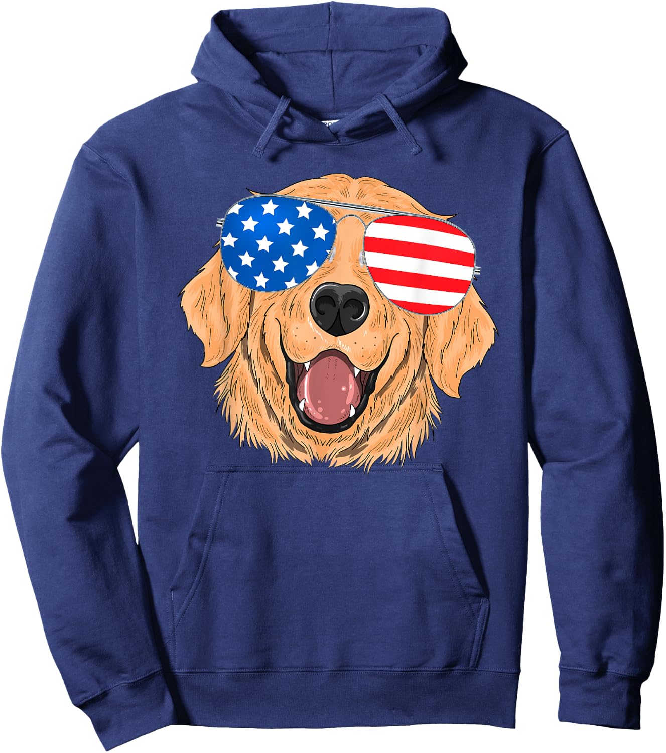Patriotic Golden Retriever Dog 4th of july Hoodie - Hoodie | Navy