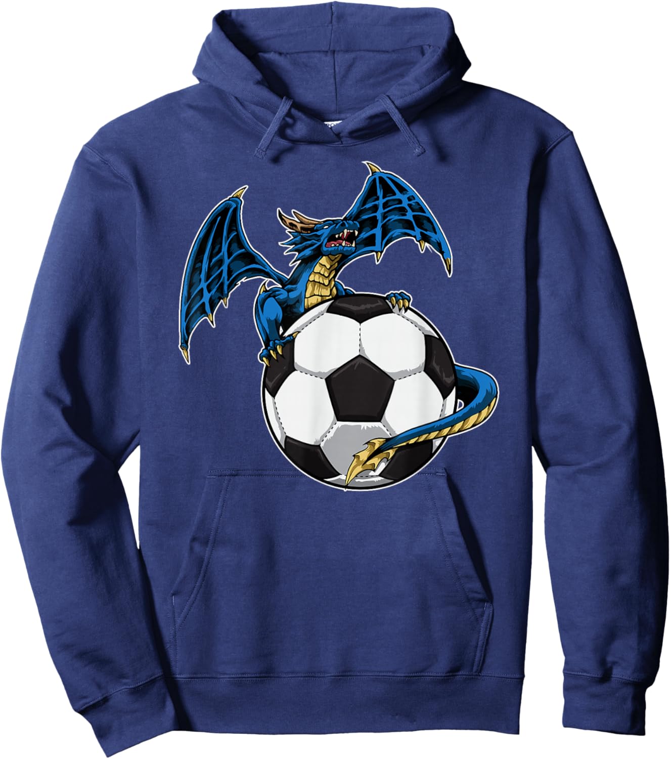 Cool Soccer Dragon Sitting On Soccer Ball Hoodie - Hoodie | Navy