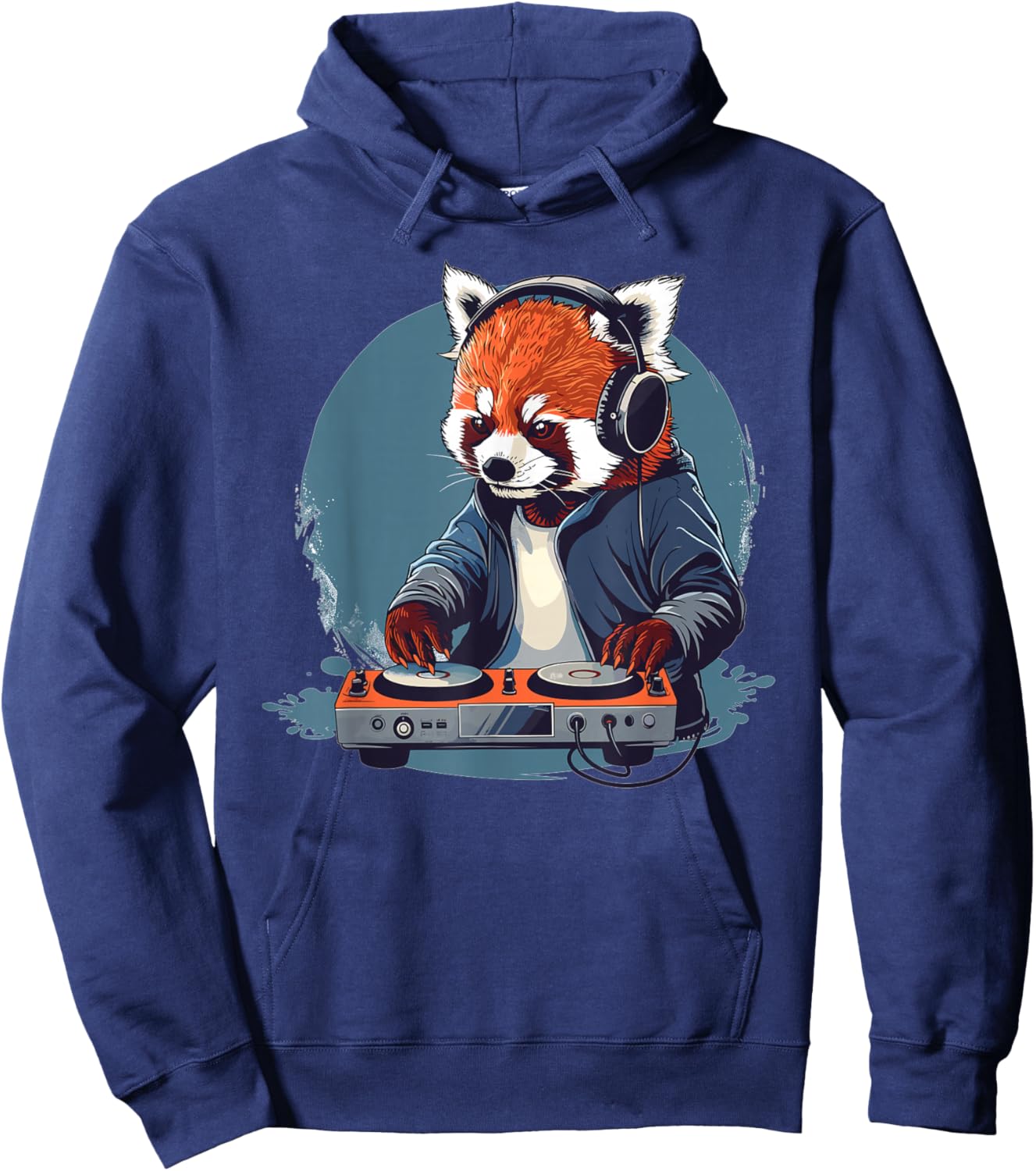 Cartoon Red Panda DJ Hoodie - Hoodie | Navy