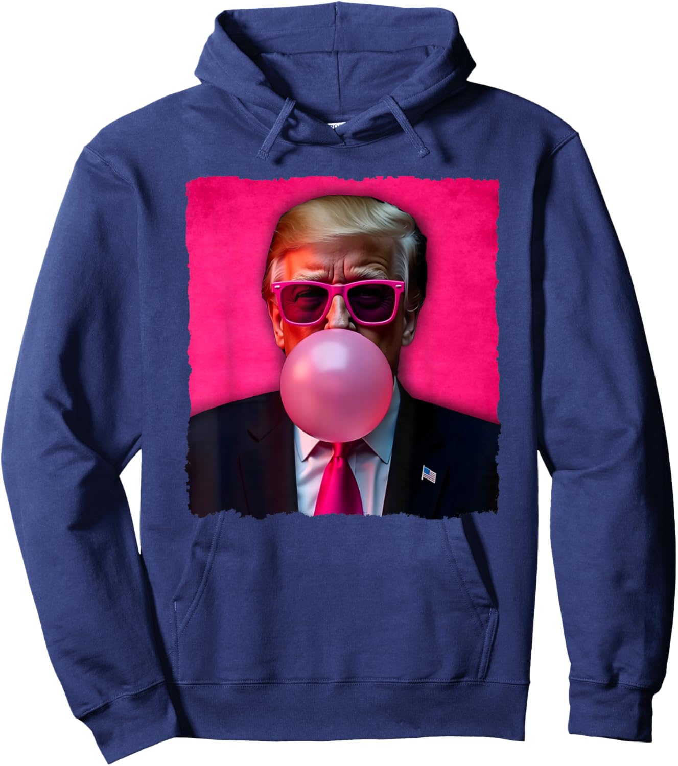 Trump Bubble Gum Pink Sunglasses Funny Hoodie - Hoodie | Navy