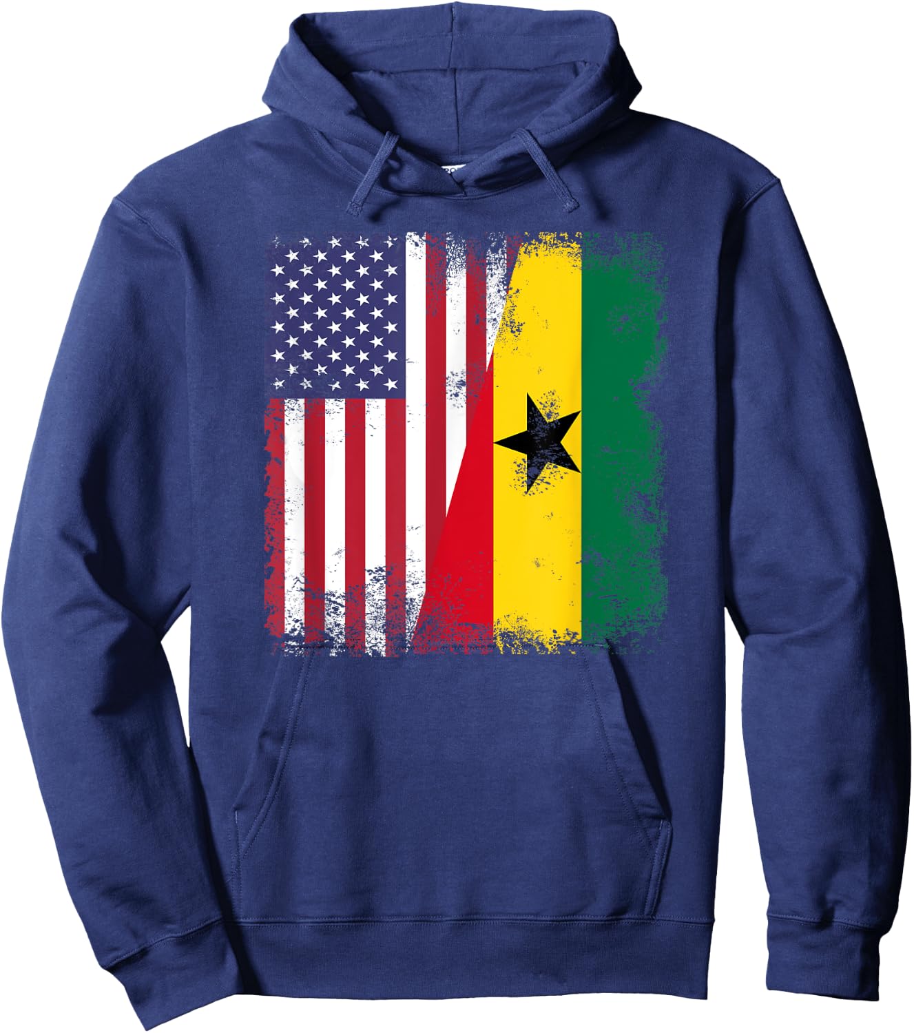 Half Ghanaian Flag | Vintage Ghana USA Gift Hoodie - Hoodie | Navy