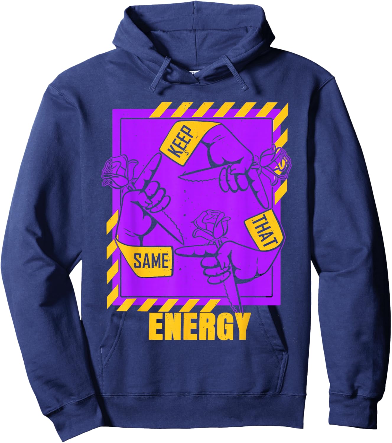 Purple and Golds Keep That Same Energy Graphic Hoodie - Hoodie | Navy
