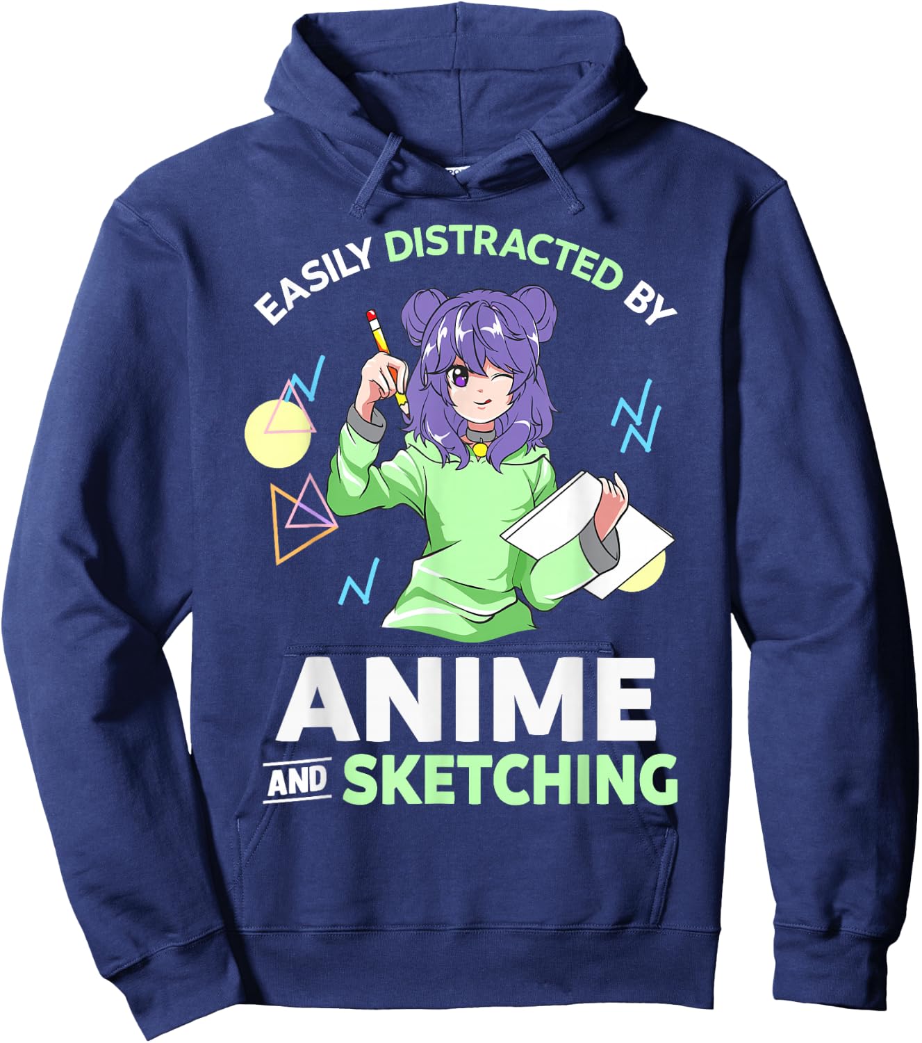 Easily Distracted By Anime and Sketching Anime Hoodie - Hoodie | Navy