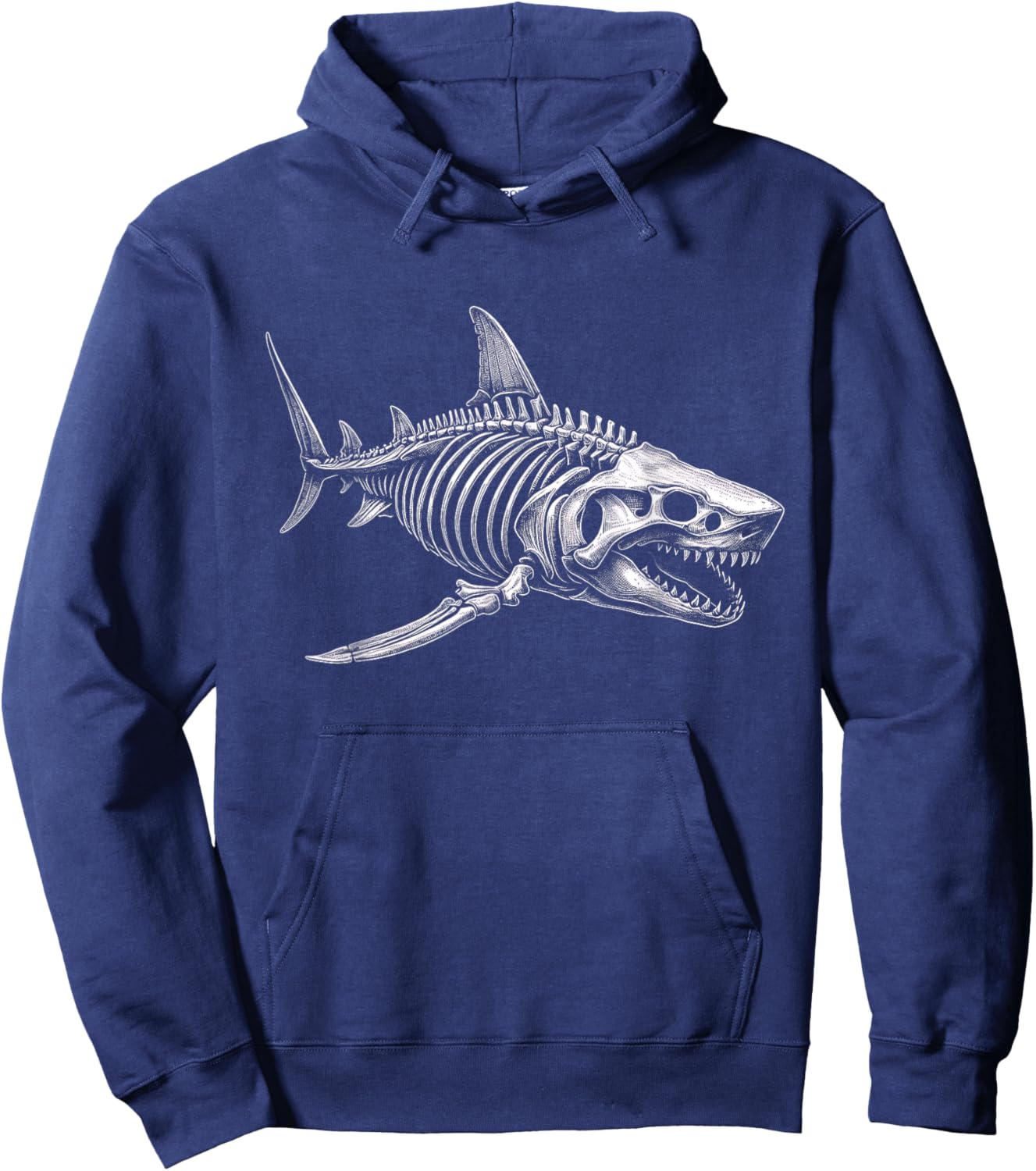 Shark Skeleton Graphic Art Design Hoodie - Hoodie | Navy