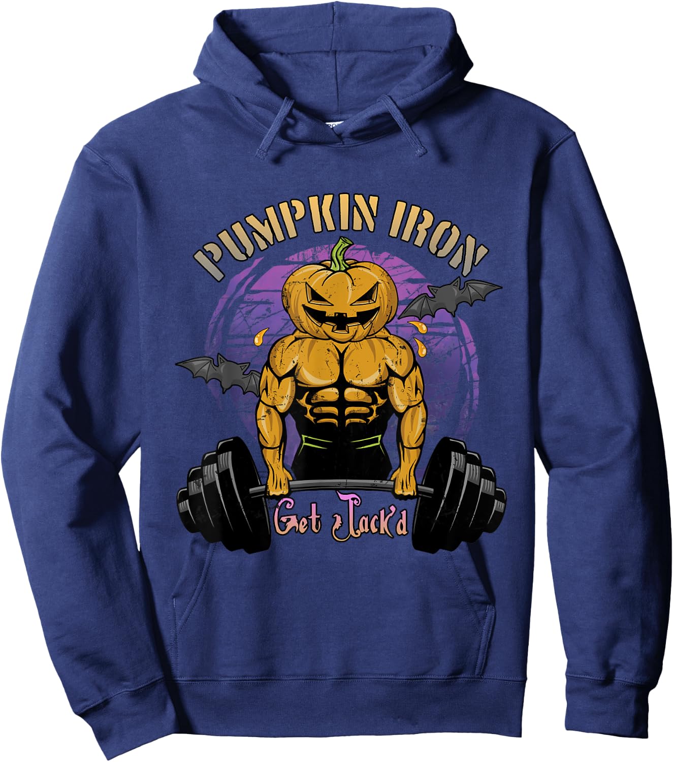 Halloween Gym Workout Pumpkin Iron Hoodie - Hoodie | Navy