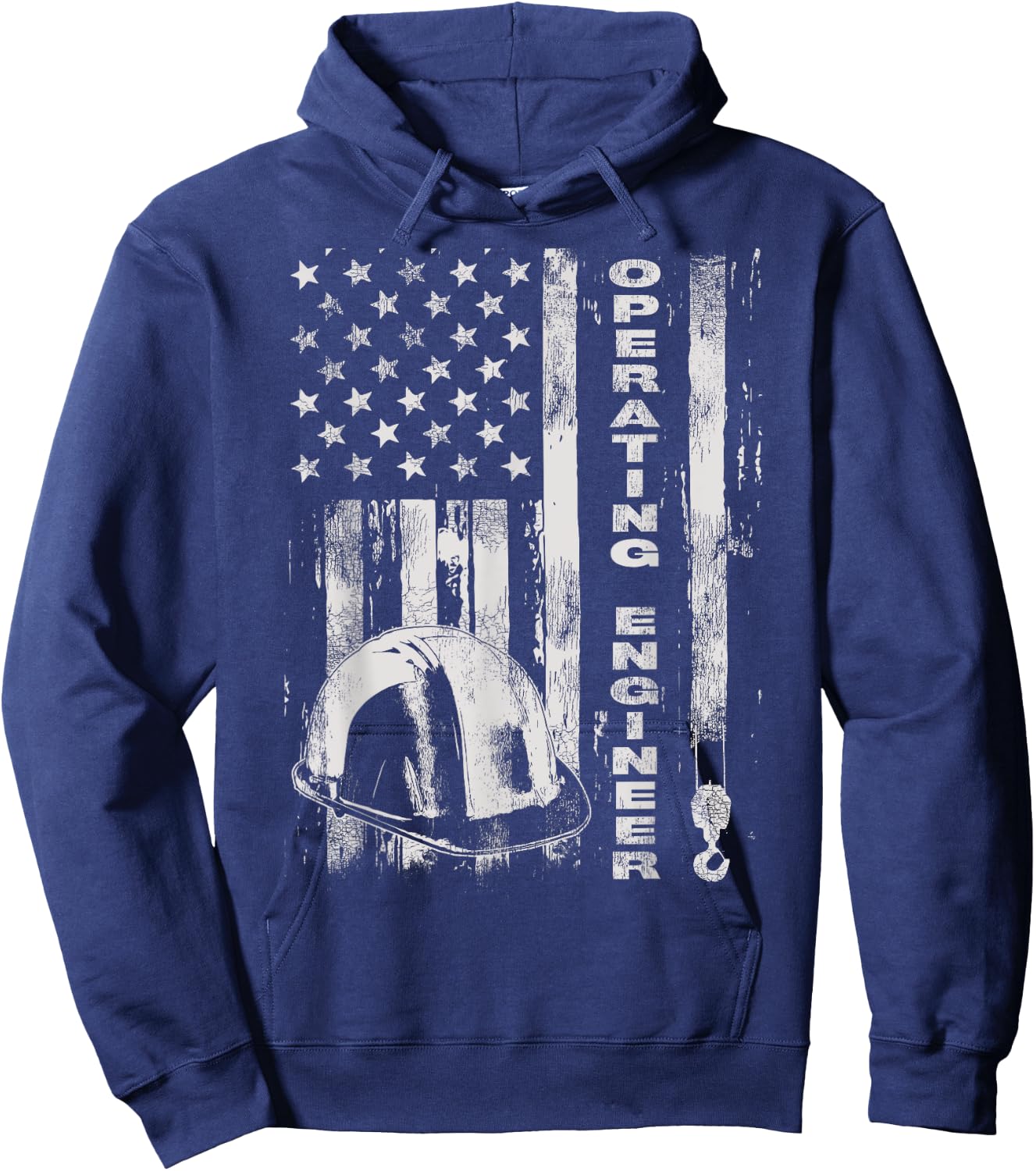 Vintage Operating Engineer American Flag Hoodie - Hoodie | Navy