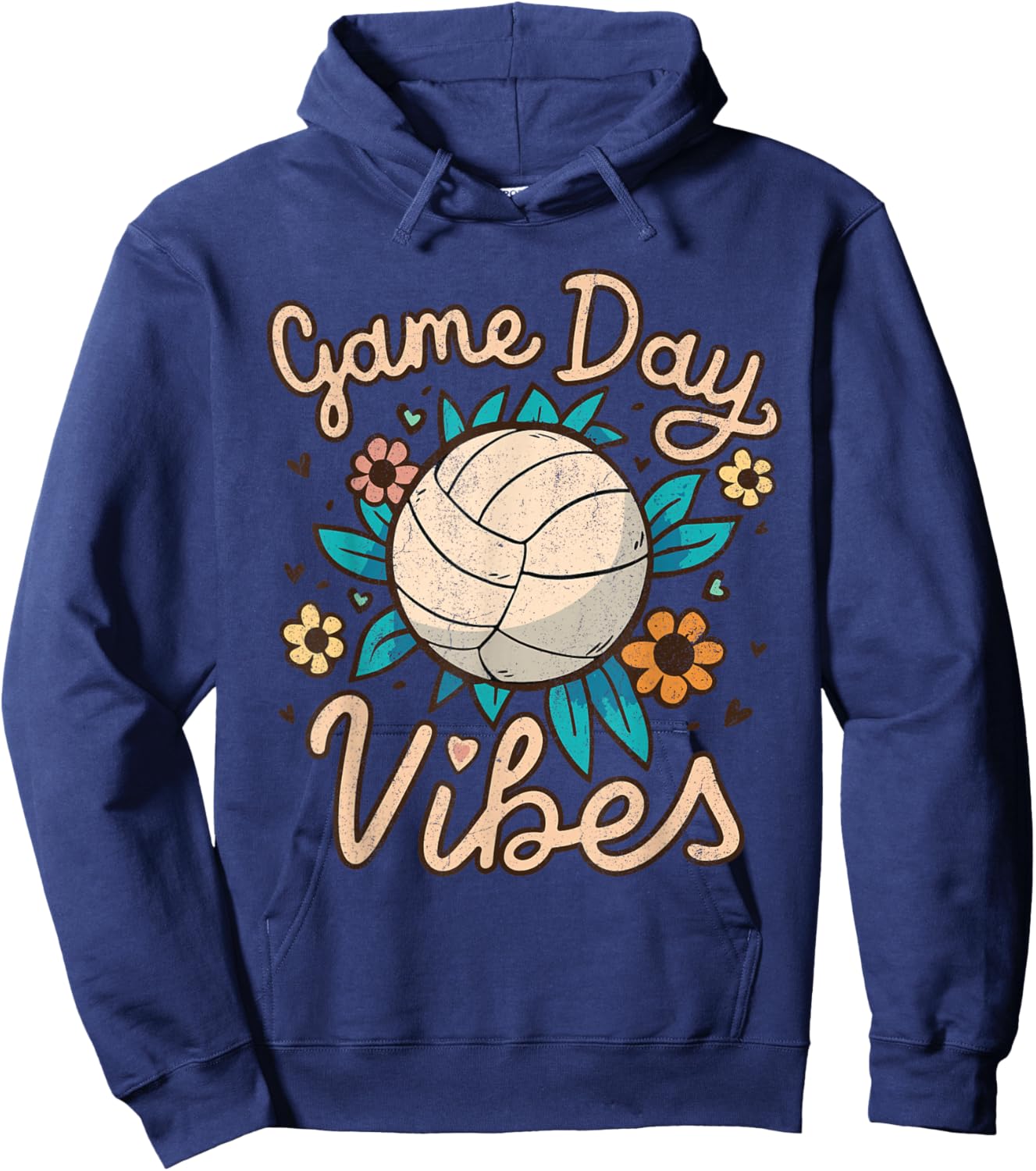 Volleyball Mom Game Day Vibes Girls Teens Hoodie - Hoodie | Navy