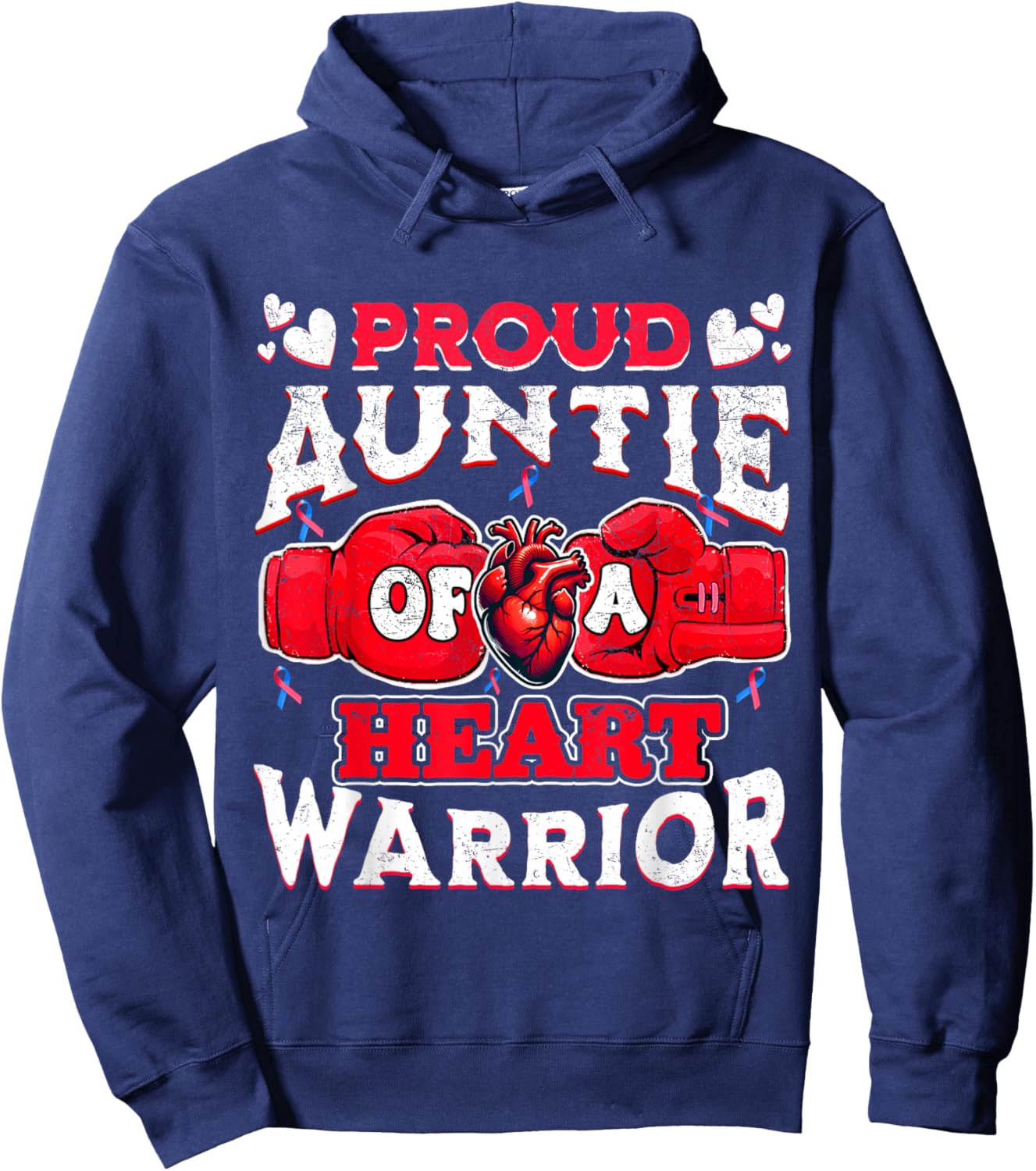 Proud Auntie Of A Heart Warrior CHD Awareness Hoodie - Hoodie | Navy