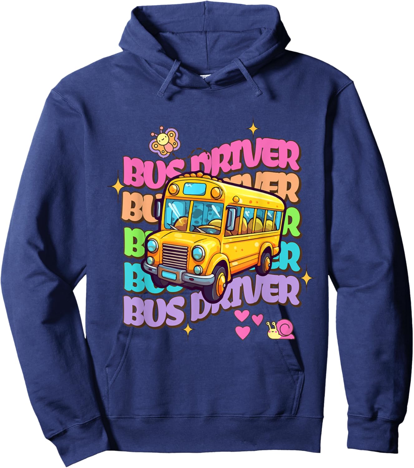 School Bus Driver Groovy Retro Back To School Hoodie - Hoodie | Navy
