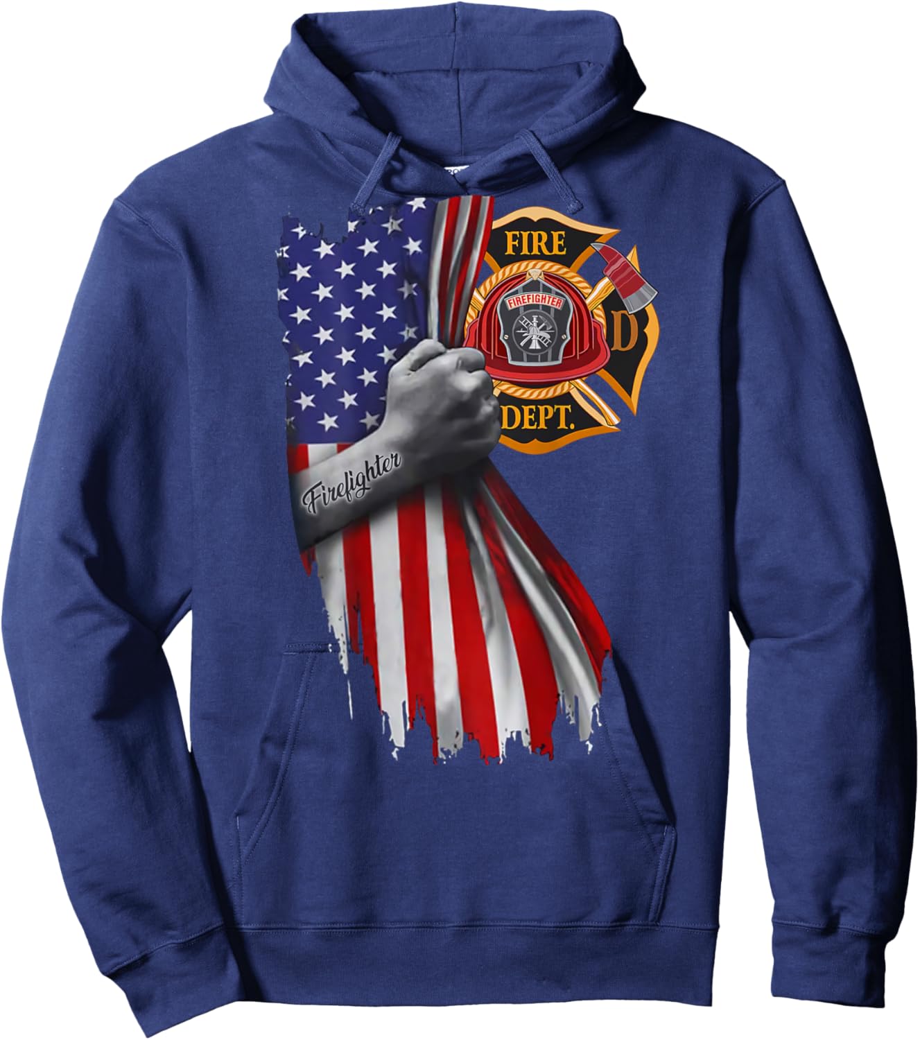 Firefighter american flag Hoodie - Hoodie | Navy