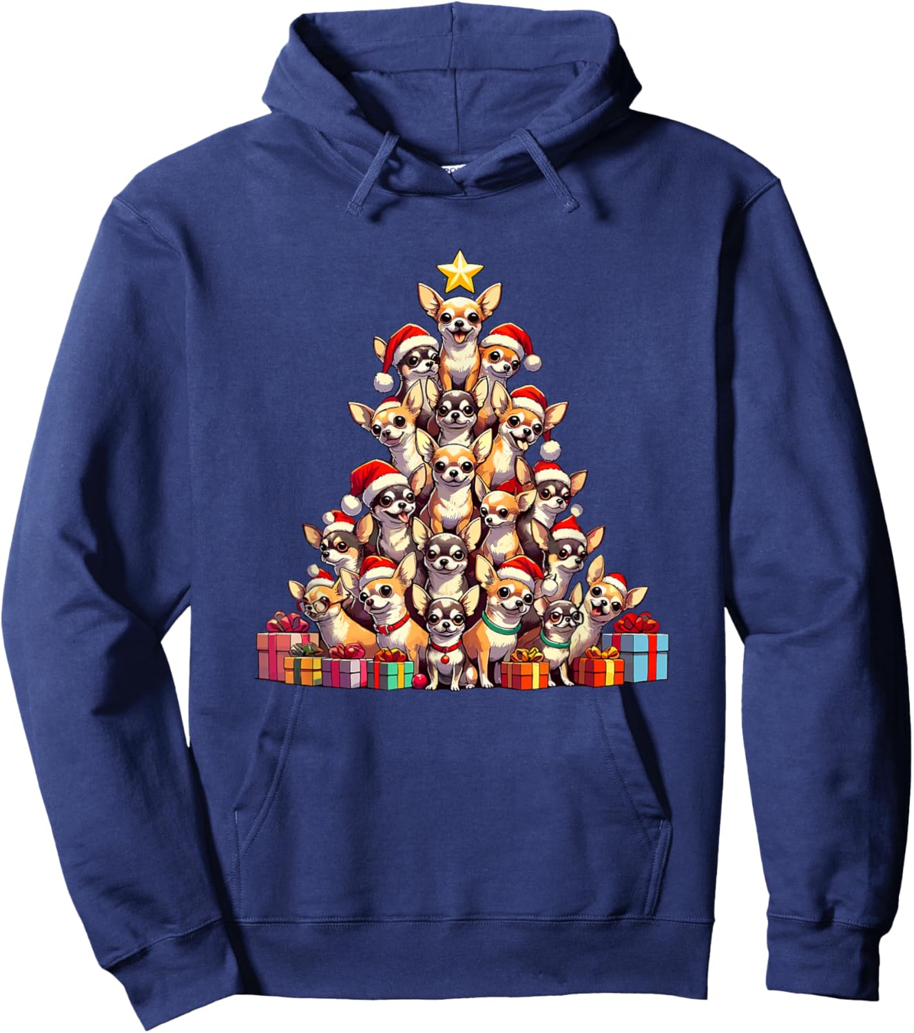 Christmas Tree Chihuahuas Chihuahua Hoodie - Hoodie | Navy