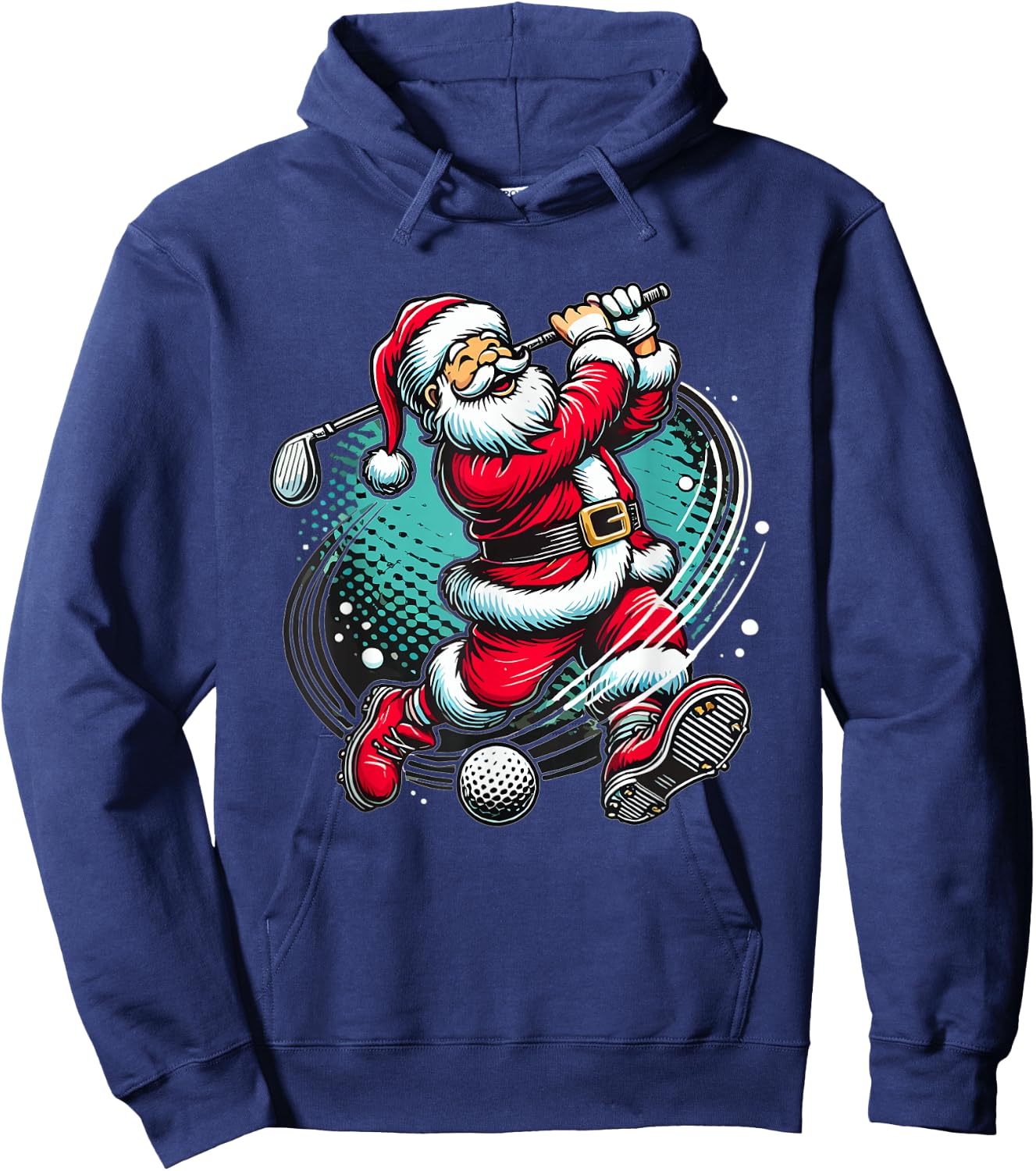 Santa Claus Playing Golf Christmas Golfer Xmas Hoodie - Hoodie | Navy