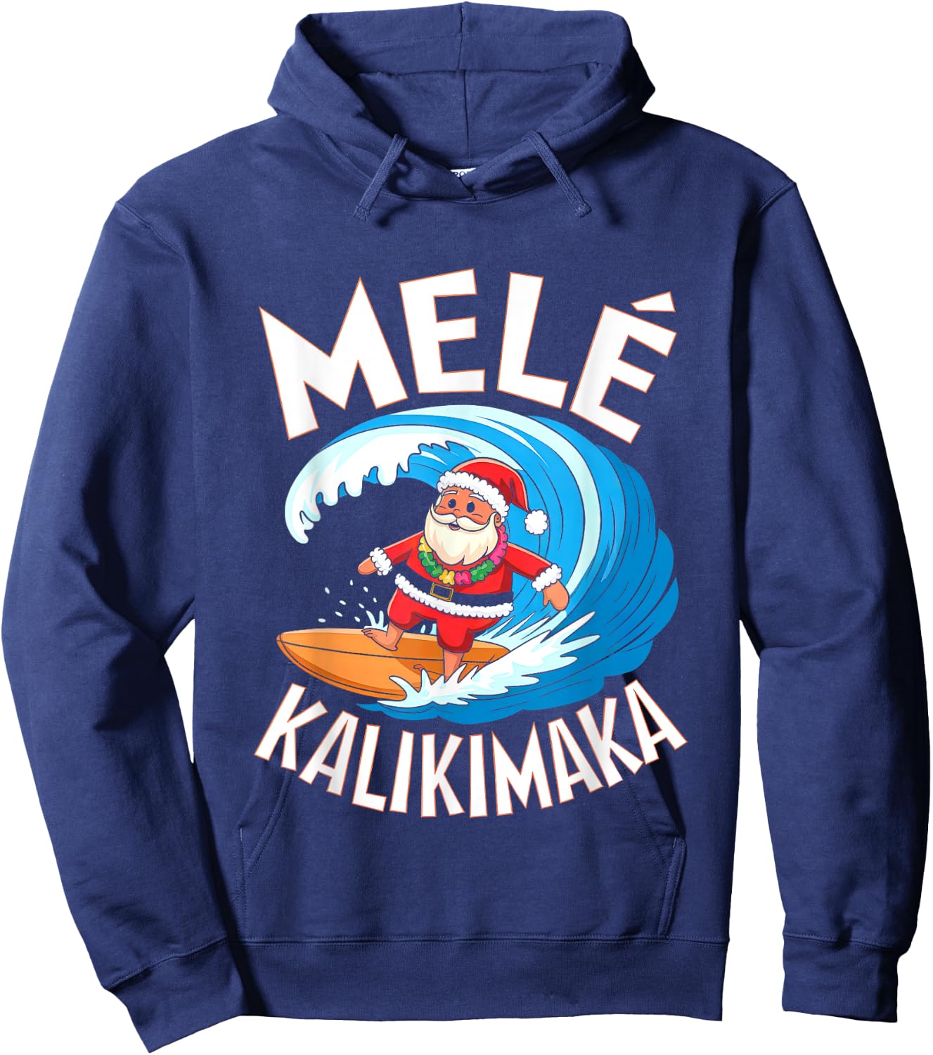 Mele Kalikimaka Surfing Santa Xmas Hoodie - Hoodie | Navy
