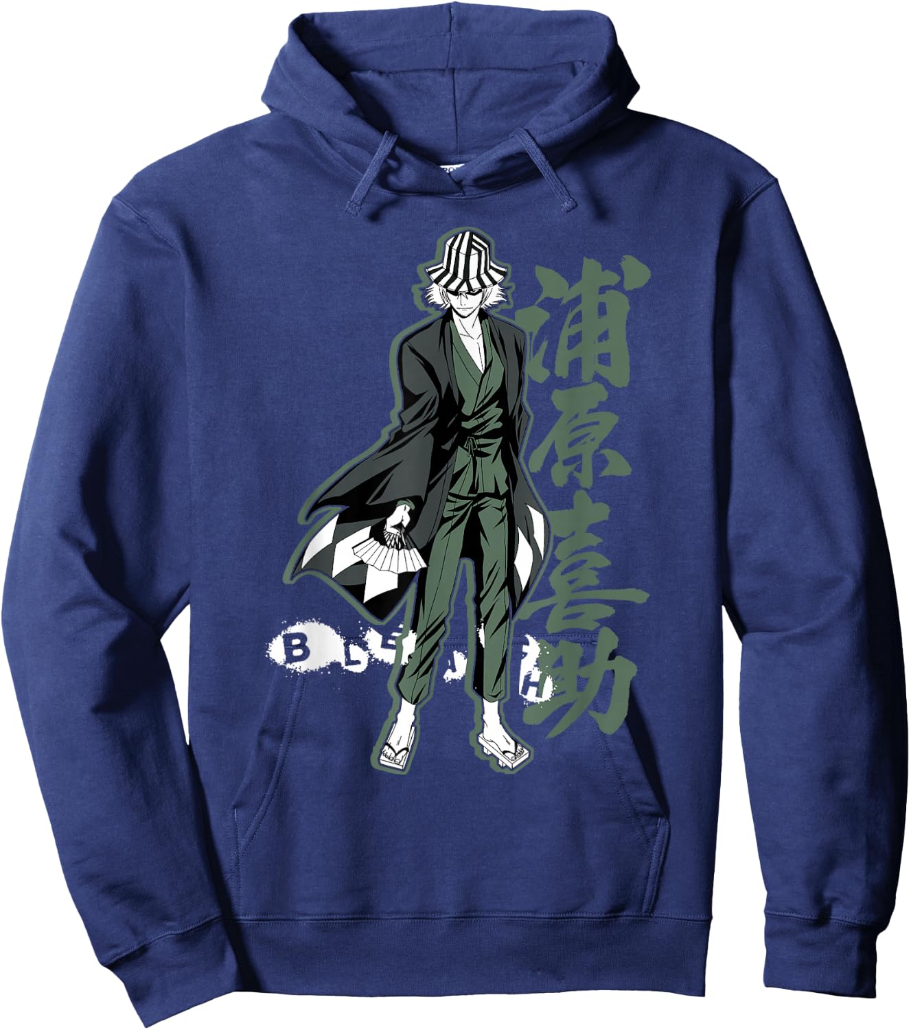 Bleach Kisuke with Vertical Kanji Anime Hoodie - Hoodie | Navy
