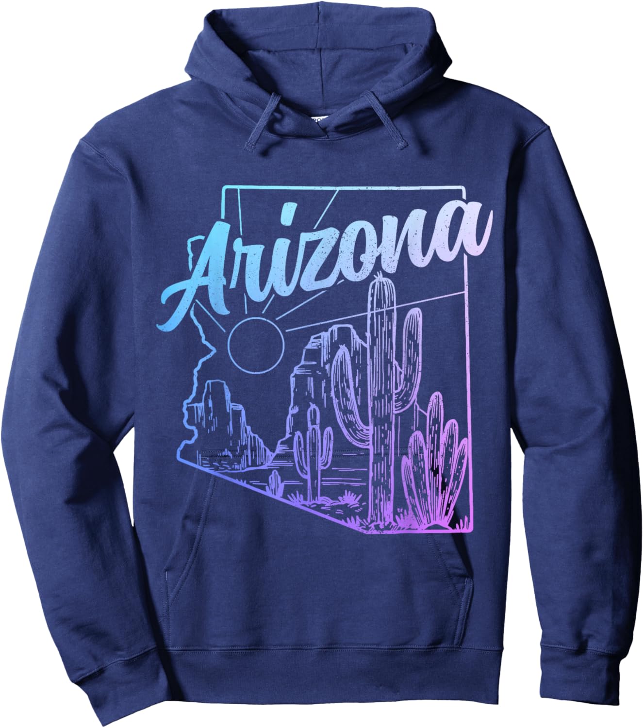 Arizona AZ Pride Cactus Desert State Map Hoodie - Hoodie | Navy