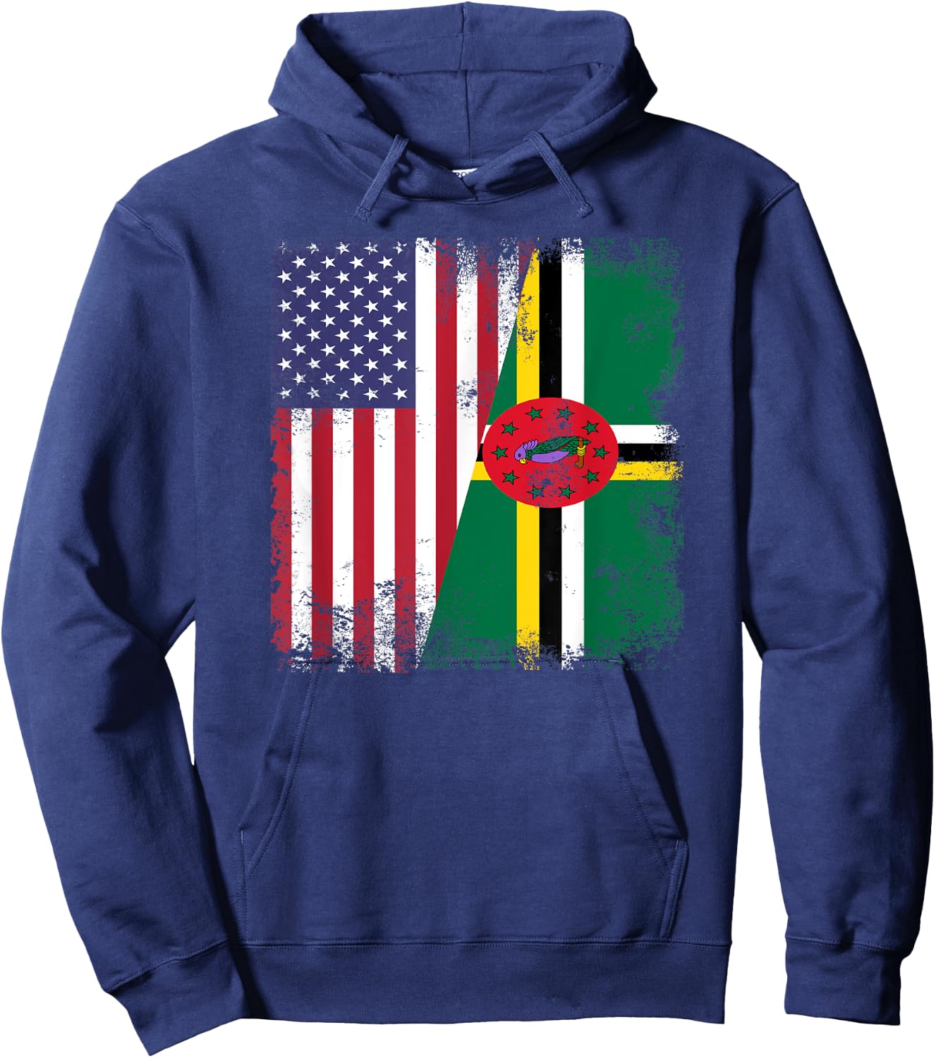 Half Dominican Flag | Vintage Dominica USA Gift Hoodie - Hoodie | Navy