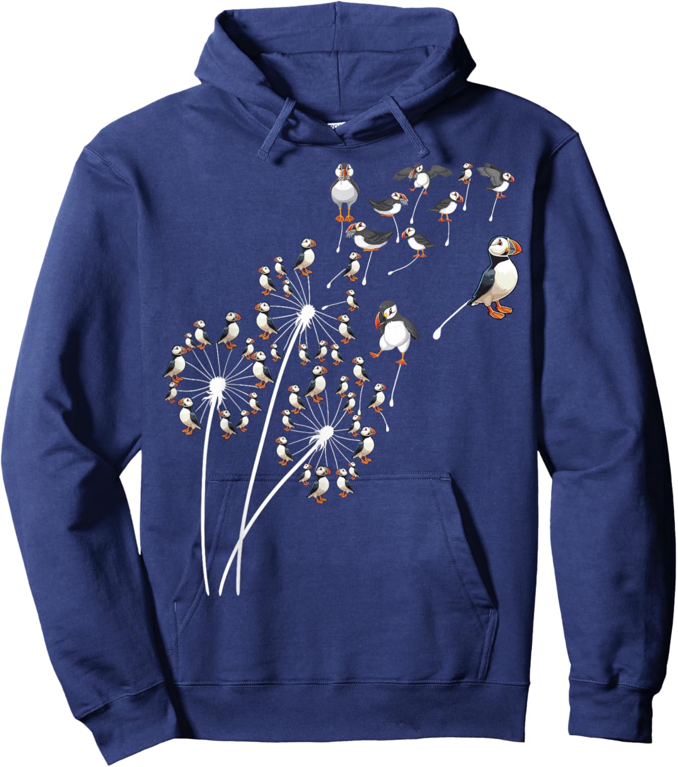 Dandelion Puffin Flower, Floral Puffin Tree Hoodie - Hoodie | Navy
