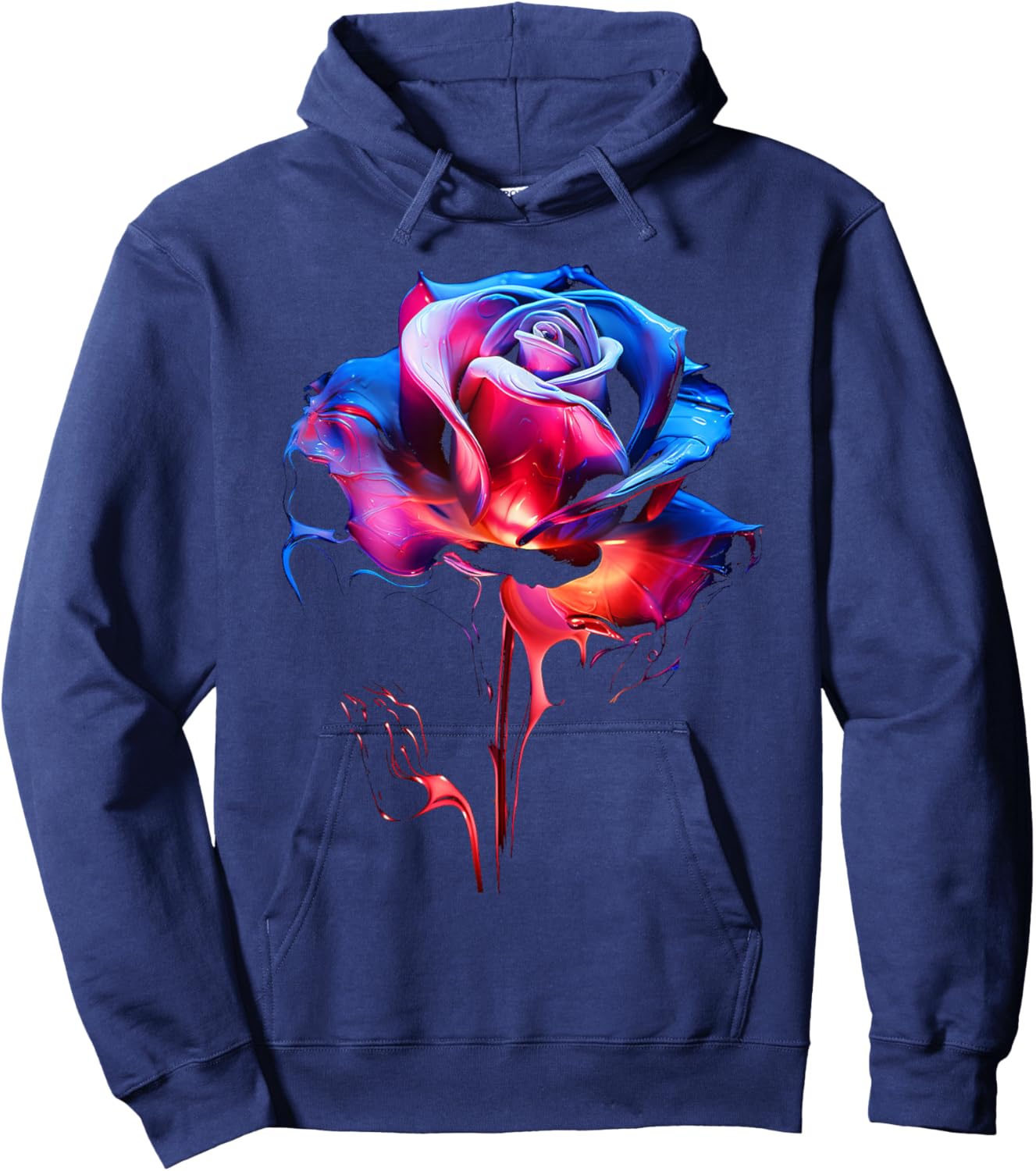 Rose Lover Artwork Graphic Flower Art Rose Hoodie - Hoodie | Navy