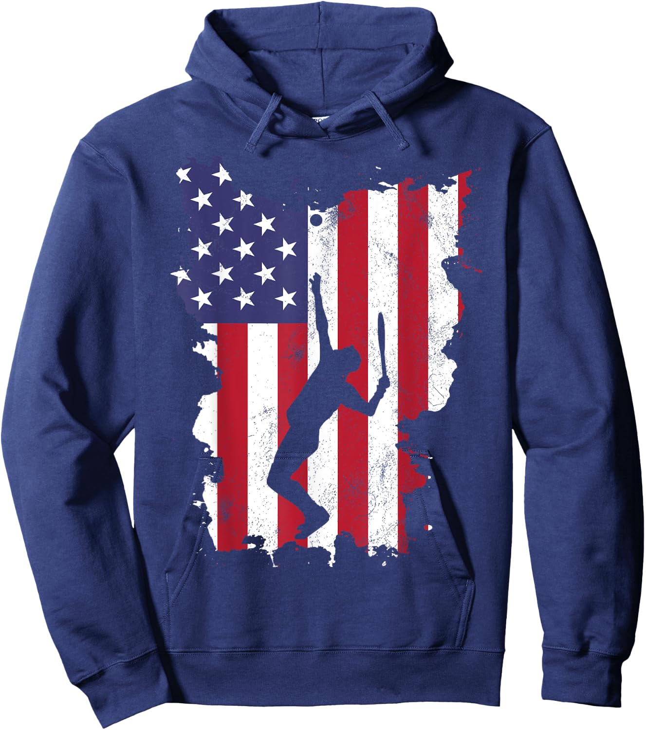 Vintage 4th Of July USA Flag Tennis Hoodie - Hoodie | Navy