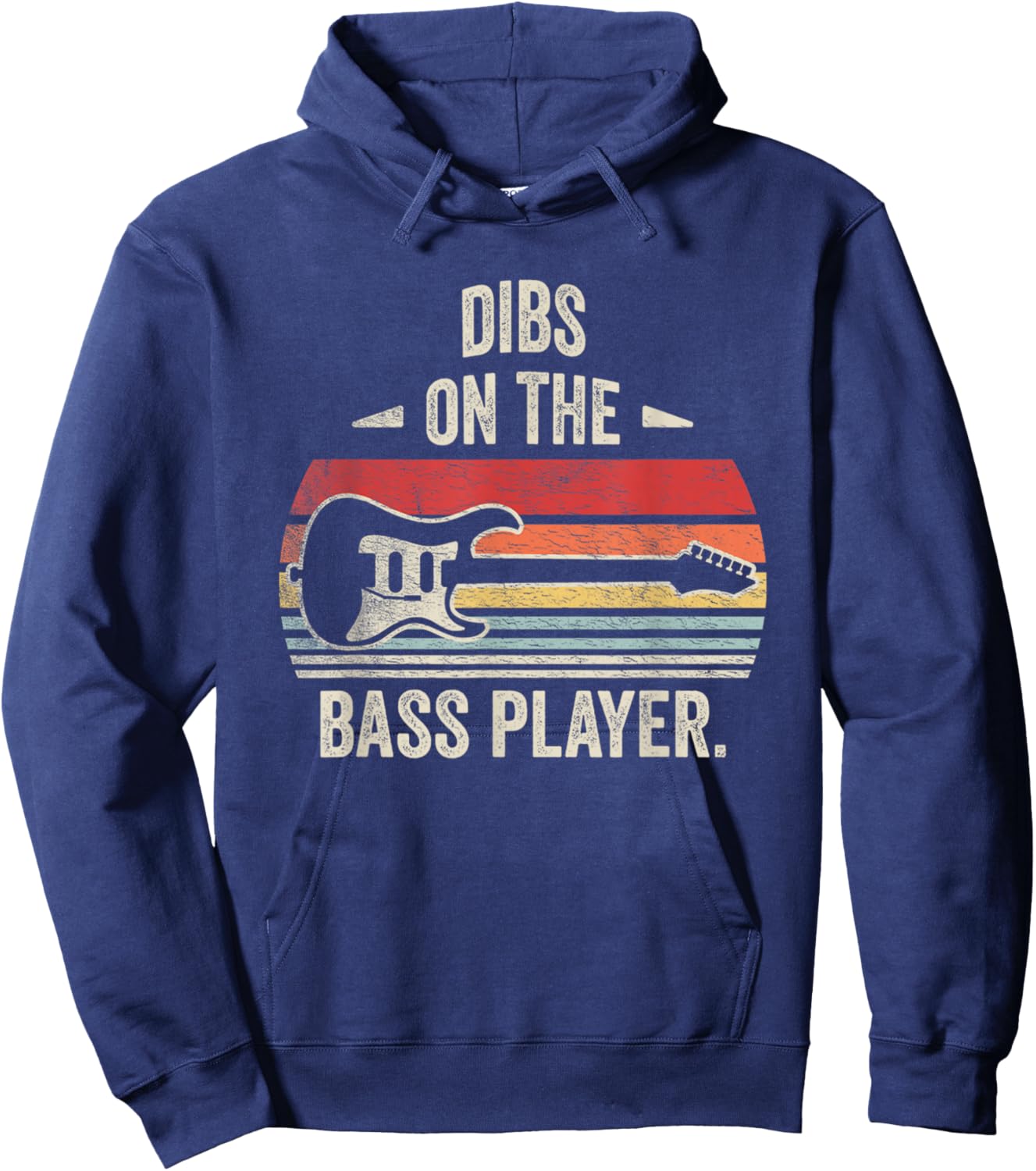 Retro Vintage Dibs On The Bass Player Bassist Hoodie - Hoodie | Navy
