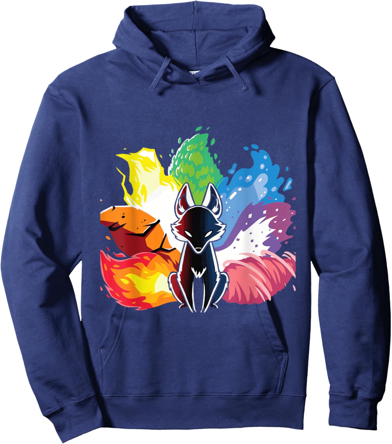 Kitsune Nine Tail Rainbow Fox Hoodie - Hoodie | Navy