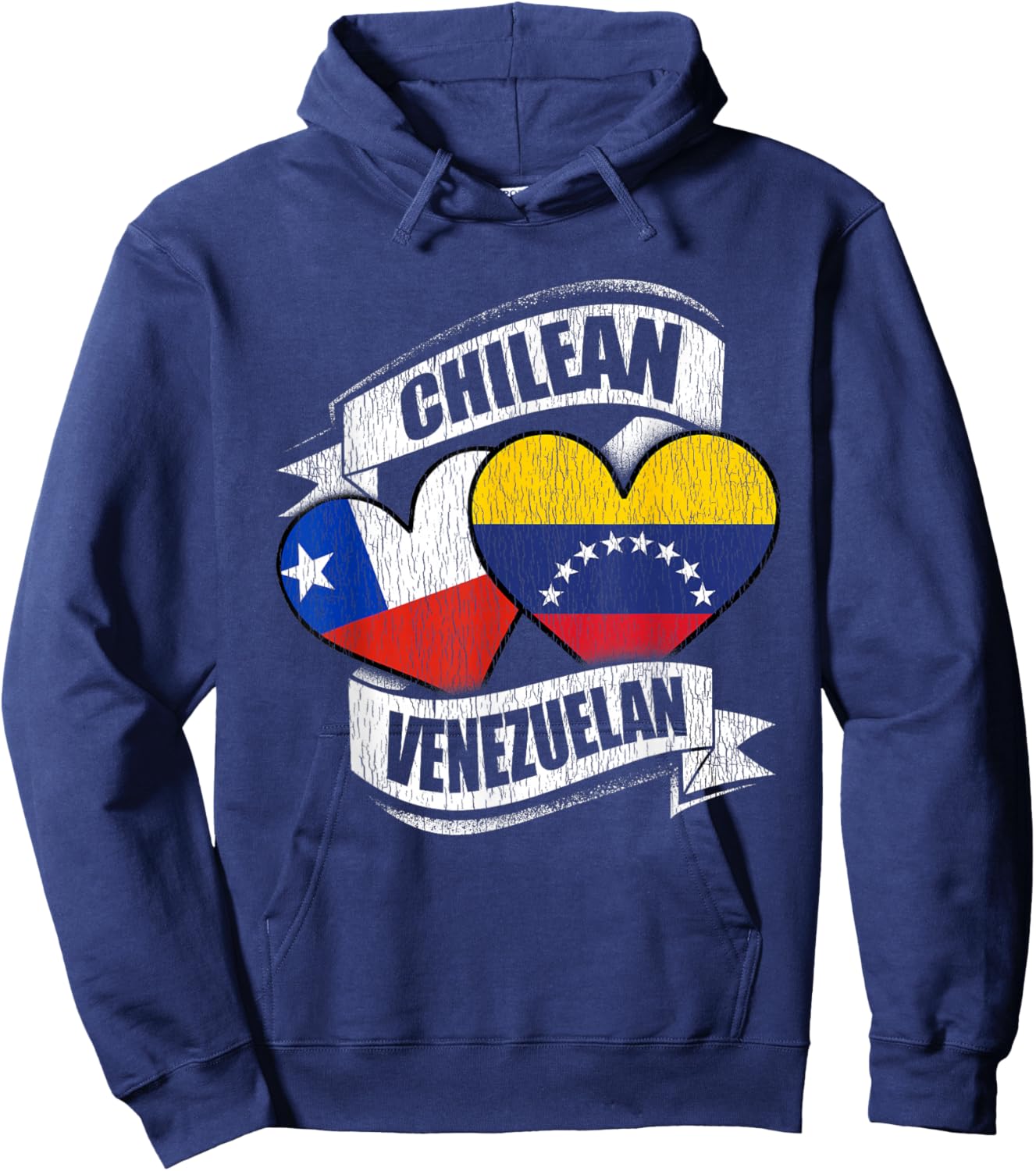 Chilean Venezuelan Hearts Chile Venezuela Flags Hoodie - Hoodie | Navy