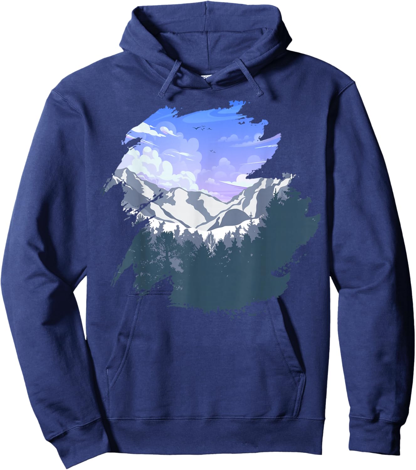Timeless Mountain, Nature Trees and Forest Hoodie - Hoodie | Navy