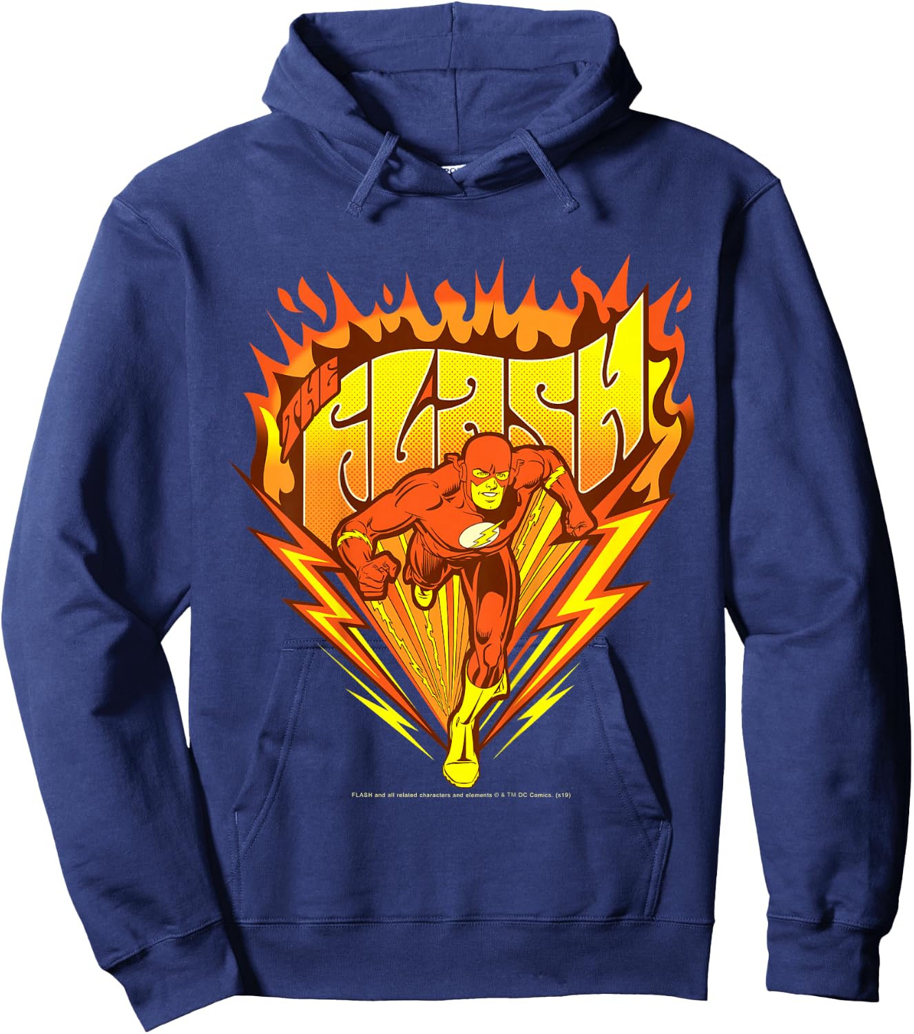 Kids DC Comics The Flash Flames Pop Art Poster Hoodie - Hoodie | Navy